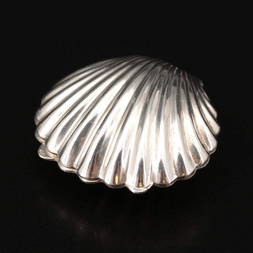 Leonore Doskow Sterling Silver Shell Motif Pill Box