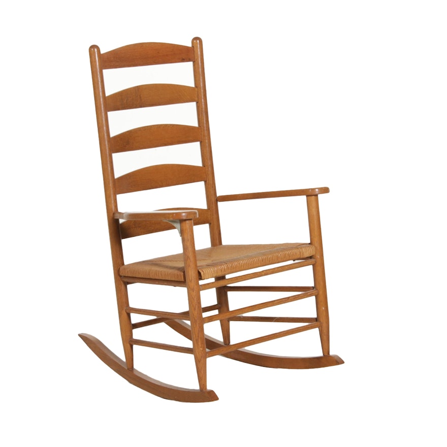 Ladderback Oak Rocking Chair, 20th Century