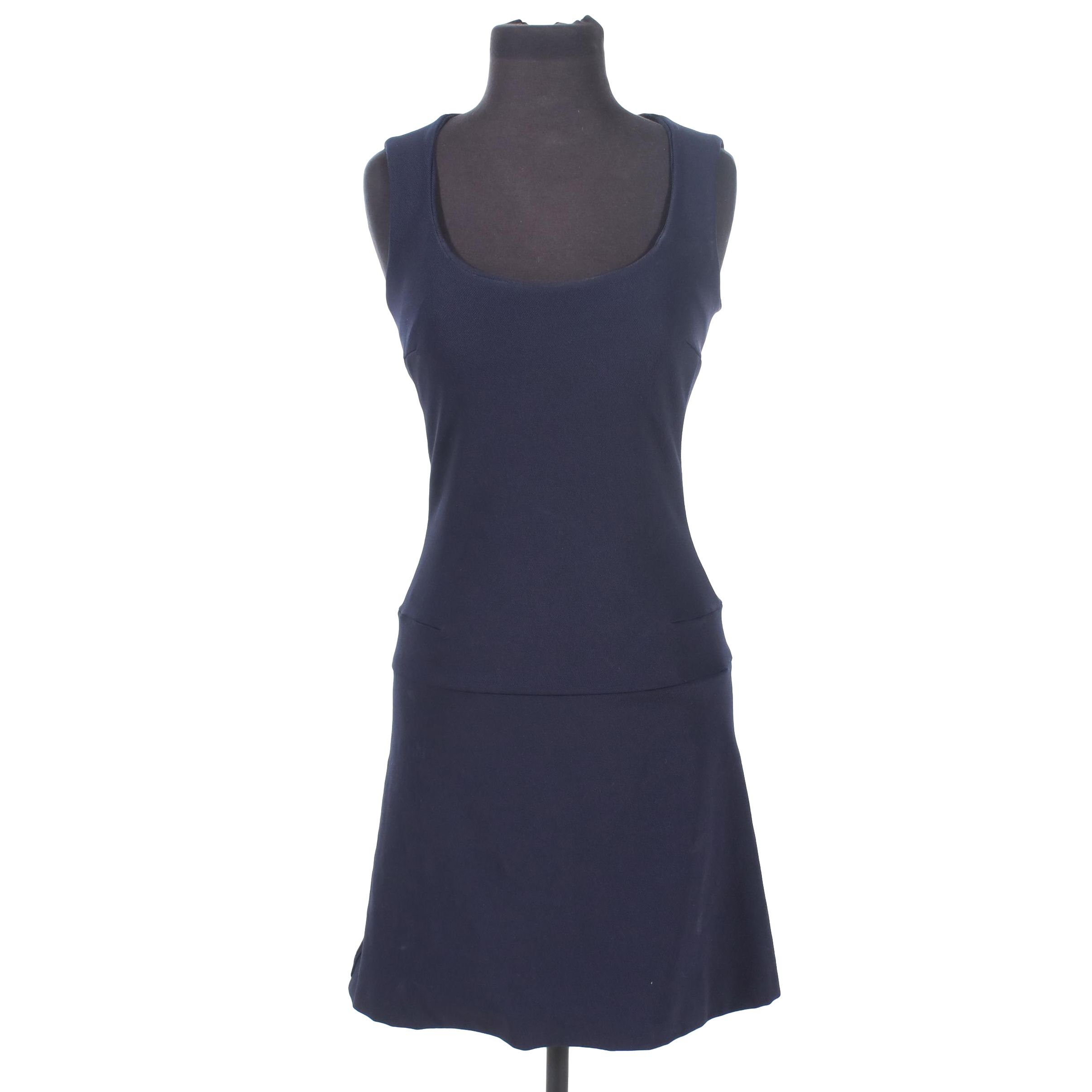 Prada Navy Blue Sleeveless Mini Dress with Scooped Neckline