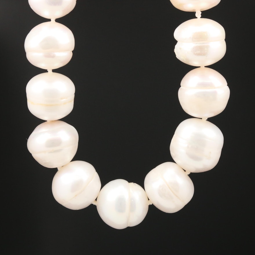 Cultured Pearl Necklace With 14K Yellow Gold Clasp