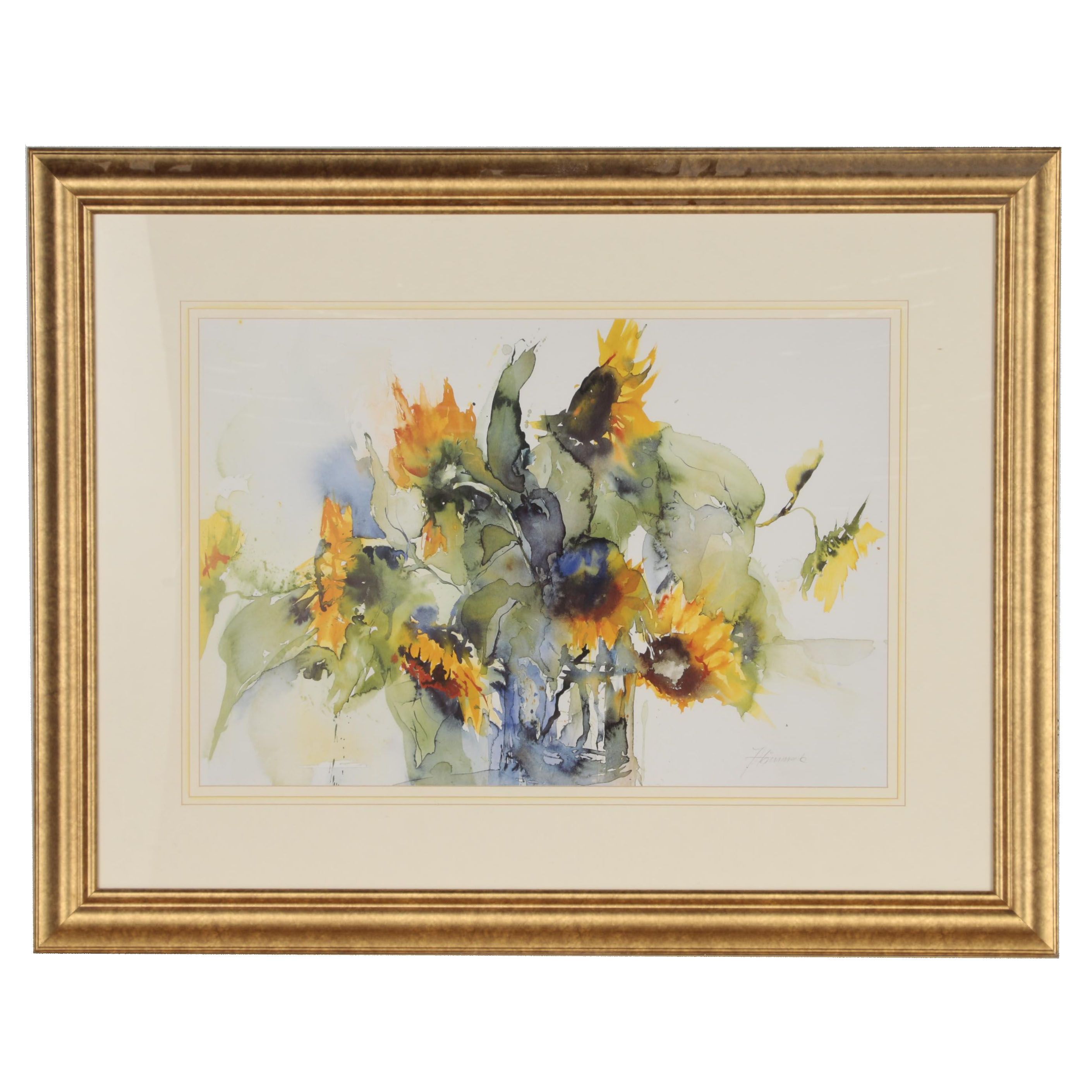 Offset Lithograph of Sunflowers
