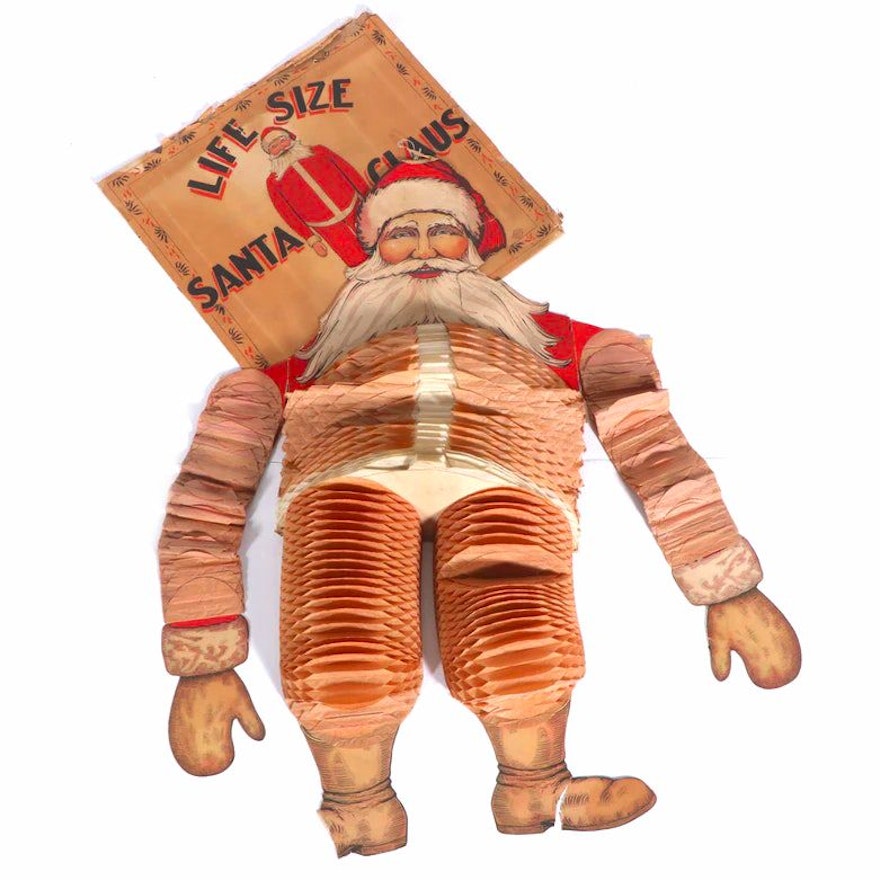 Beistle Paper Honeycomb Wall Hanging Santa Claus, 1930s