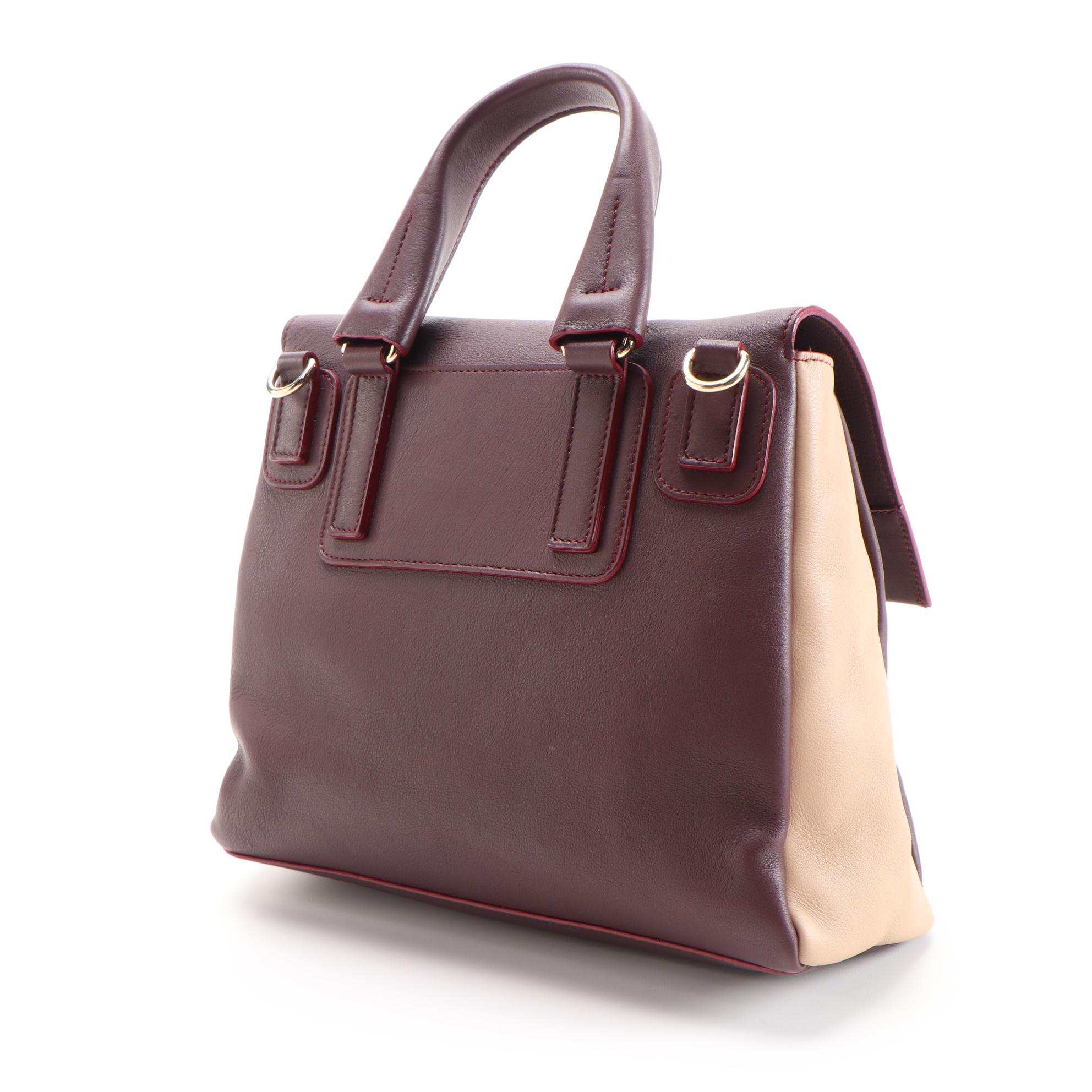 Givenchy Pandora Pure Two-Way Satchel in Oxblood and Beige Sugar Grained Leather