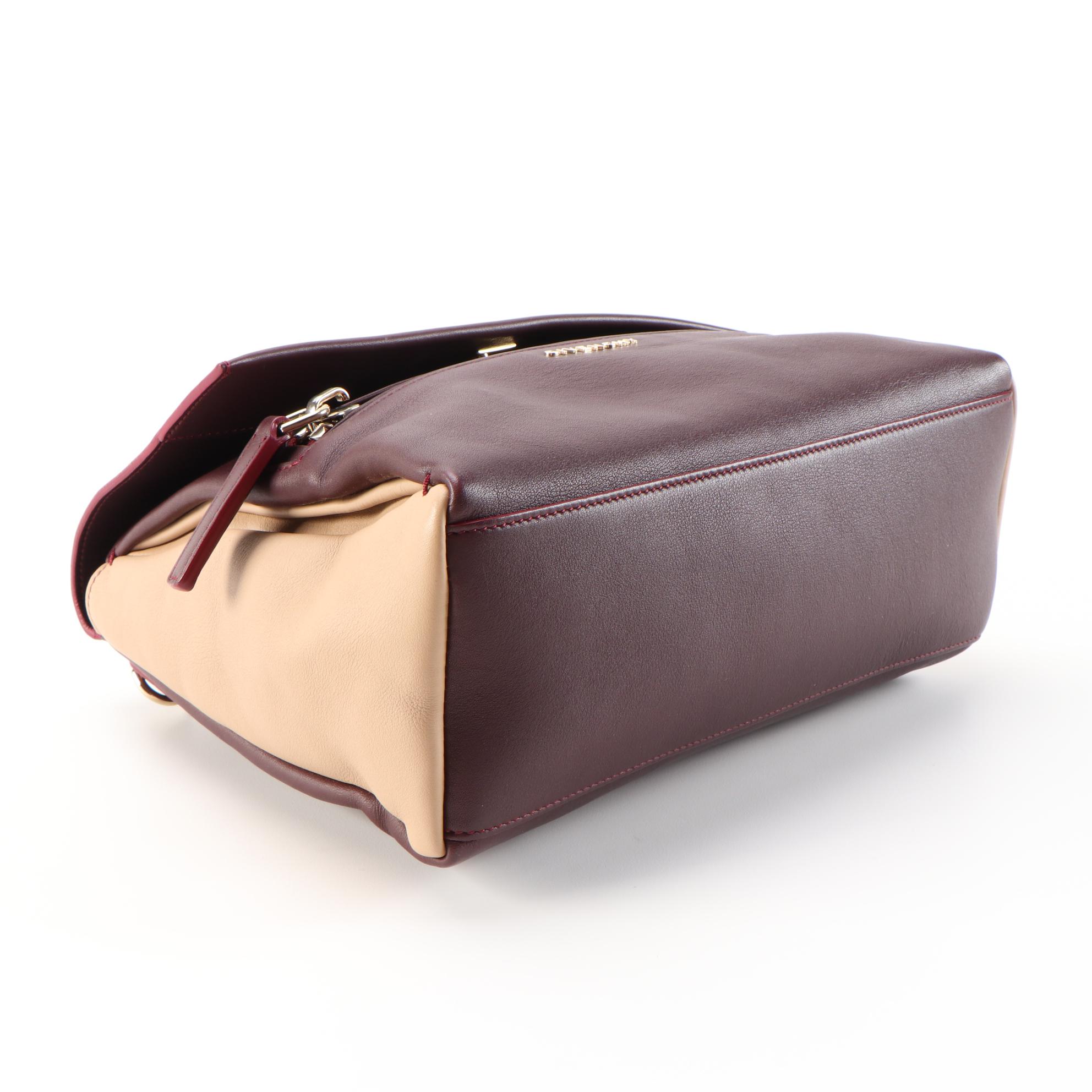 Givenchy Pandora Pure Two-Way Satchel in Oxblood and Beige Sugar Grained Leather