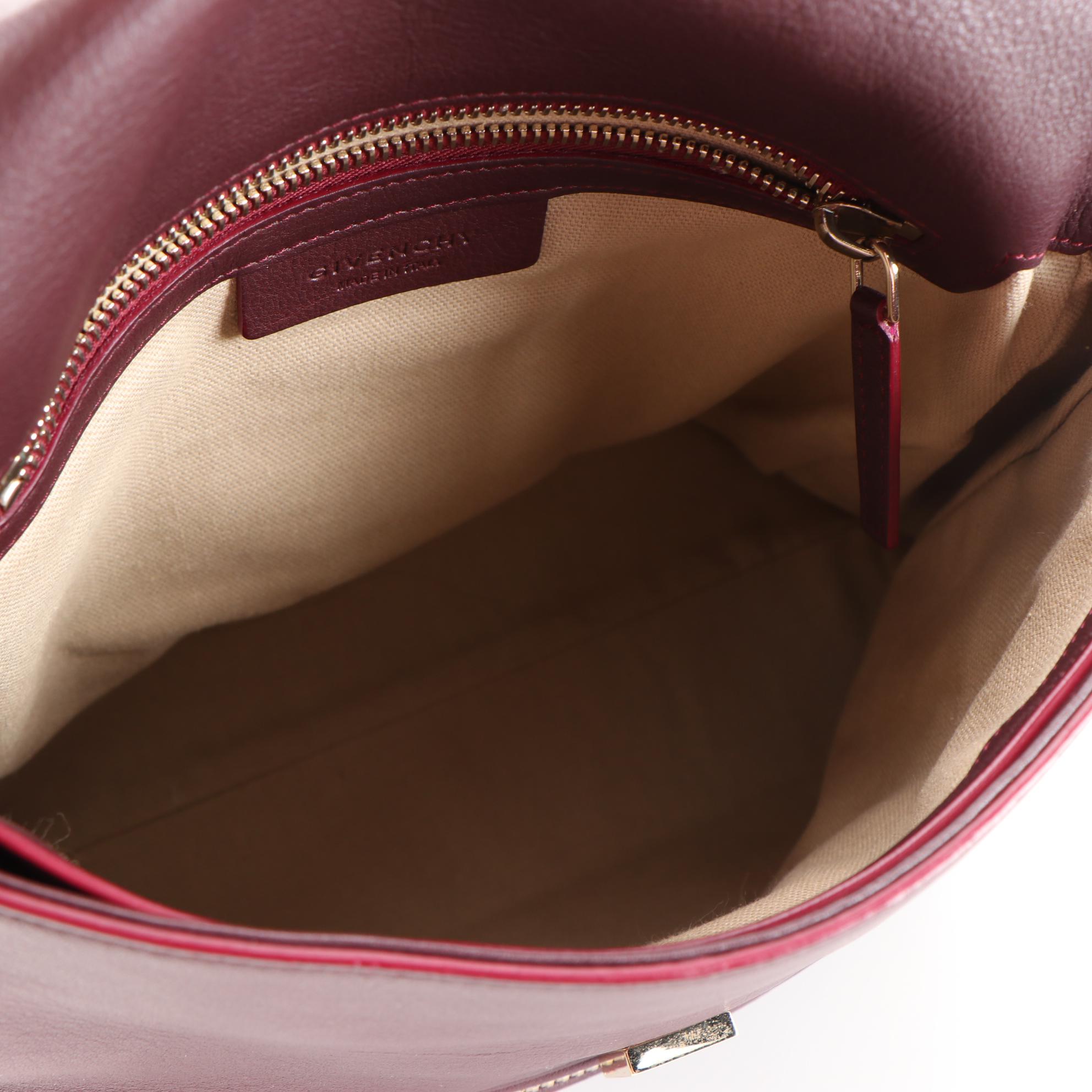 Givenchy Pandora Pure Two-Way Satchel in Oxblood and Beige Sugar Grained Leather