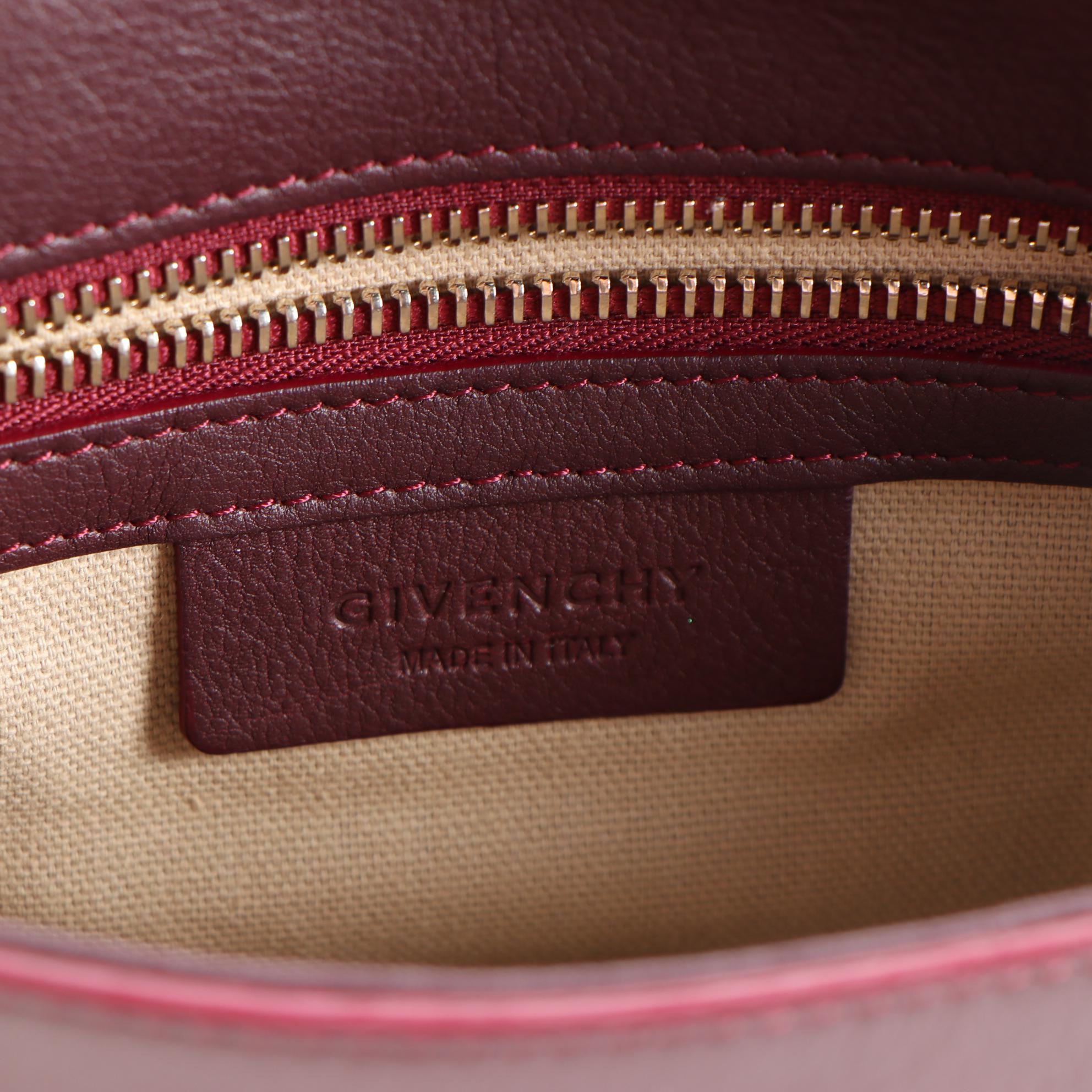 Givenchy Pandora Pure Two-Way Satchel in Oxblood and Beige Sugar Grained Leather