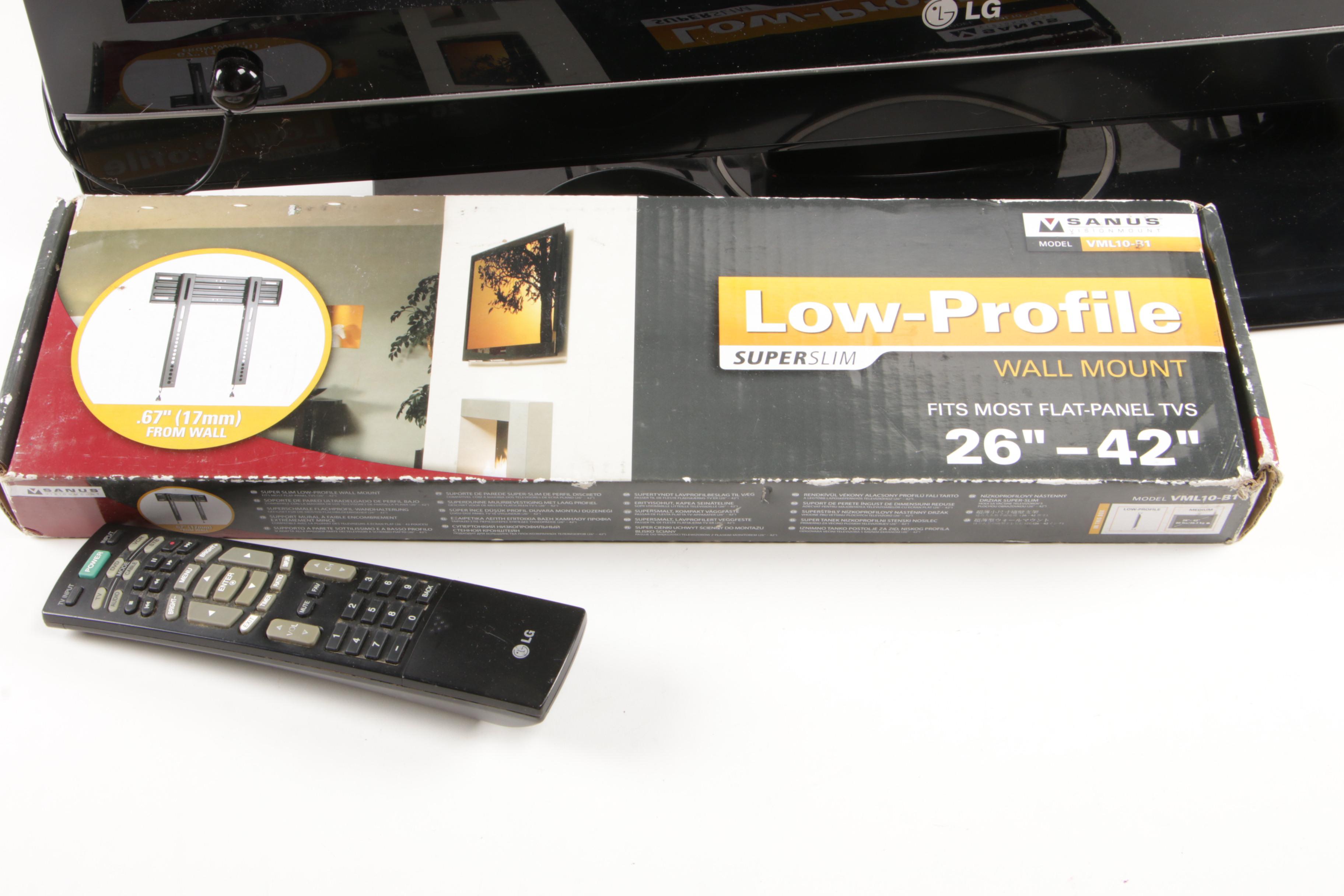 LG 32LC7D Flat Screen TV with Sanus Low-Profile Wall Mount