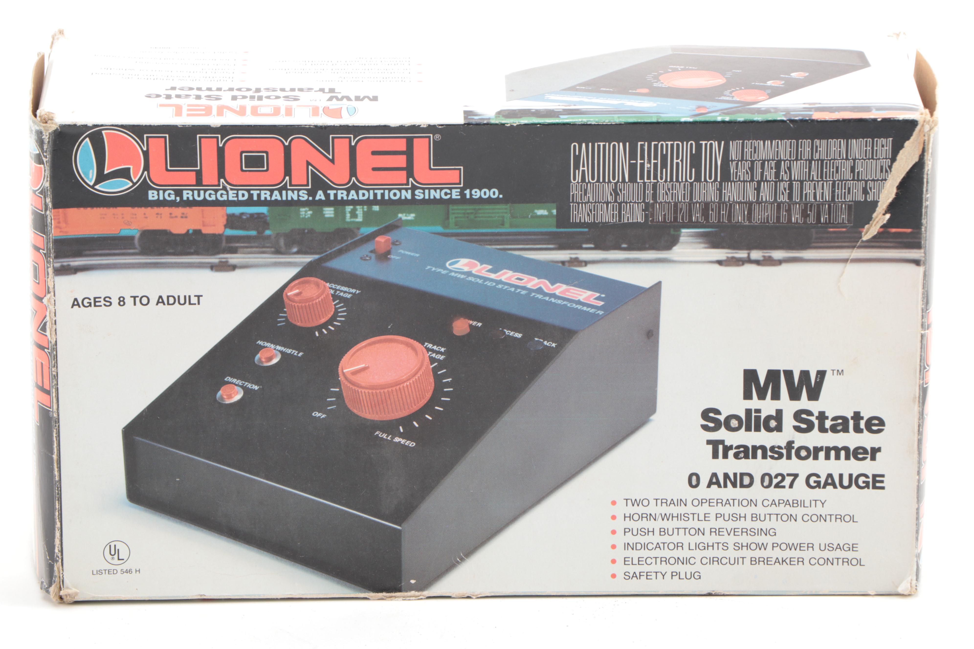 Train Accessories and Track with Lionel O/027 Gauge MW Transformer in Box