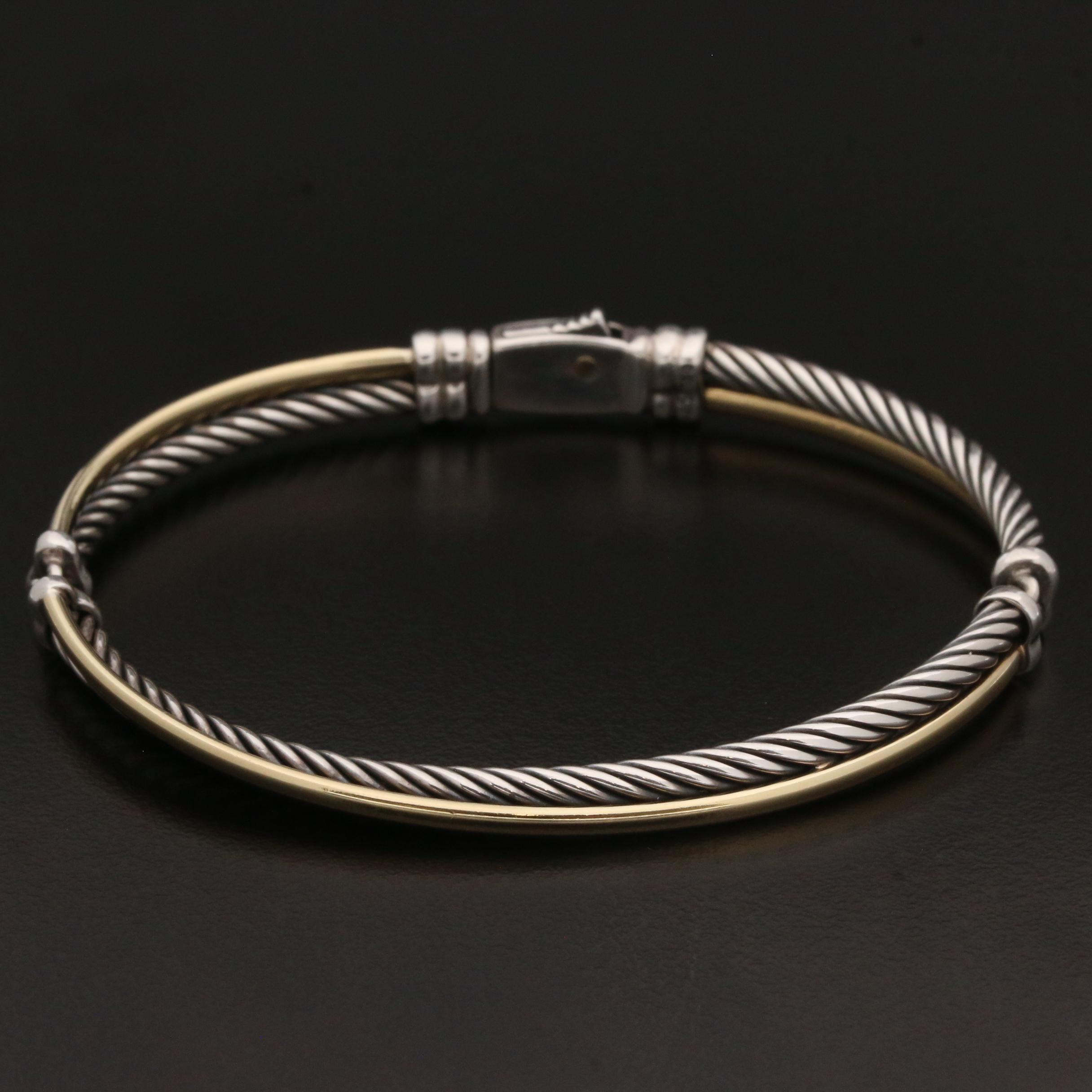 David Yurman "Crossover" Sterling Silver Bracelet with 18K Accent