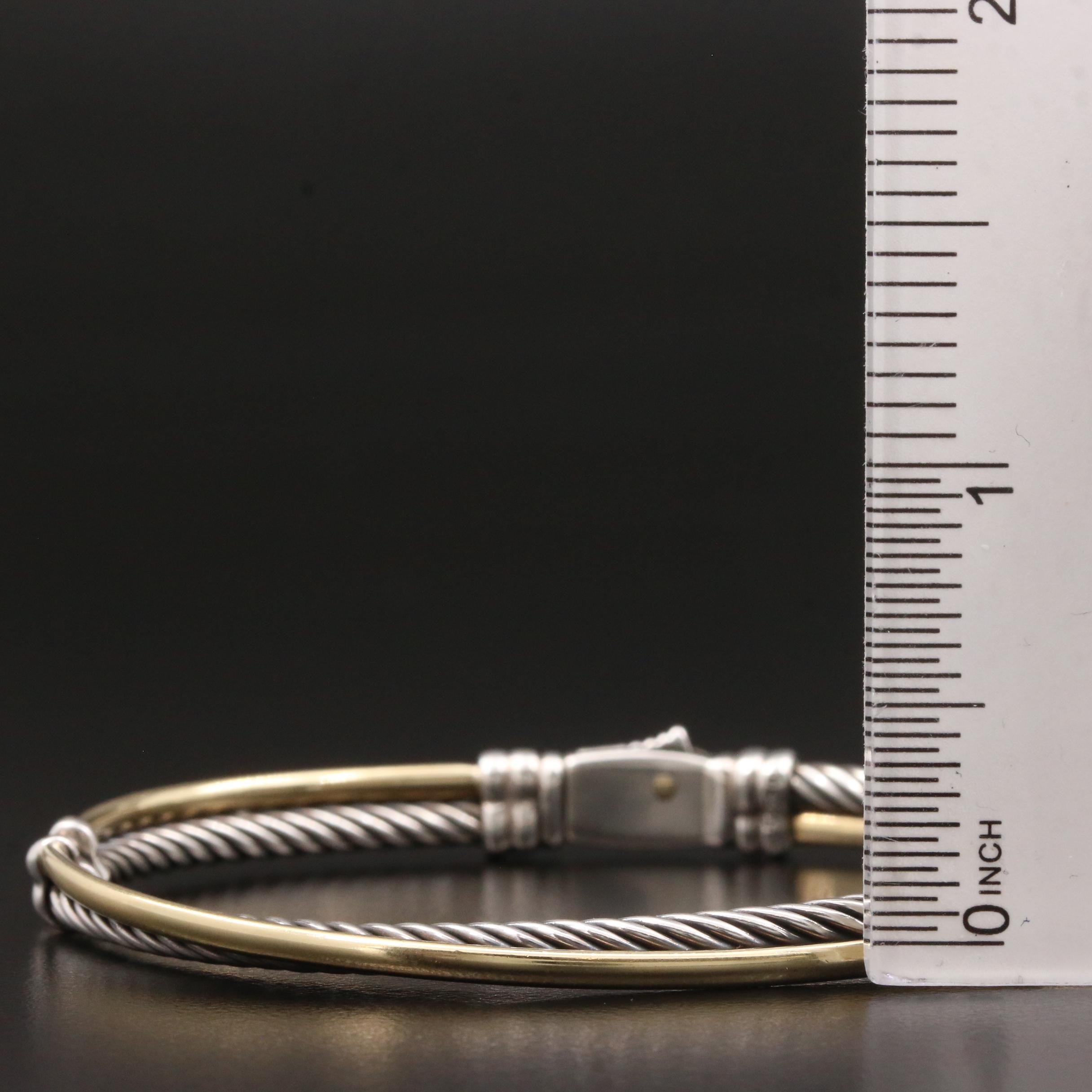 David Yurman "Crossover" Sterling Silver Bracelet with 18K Accent