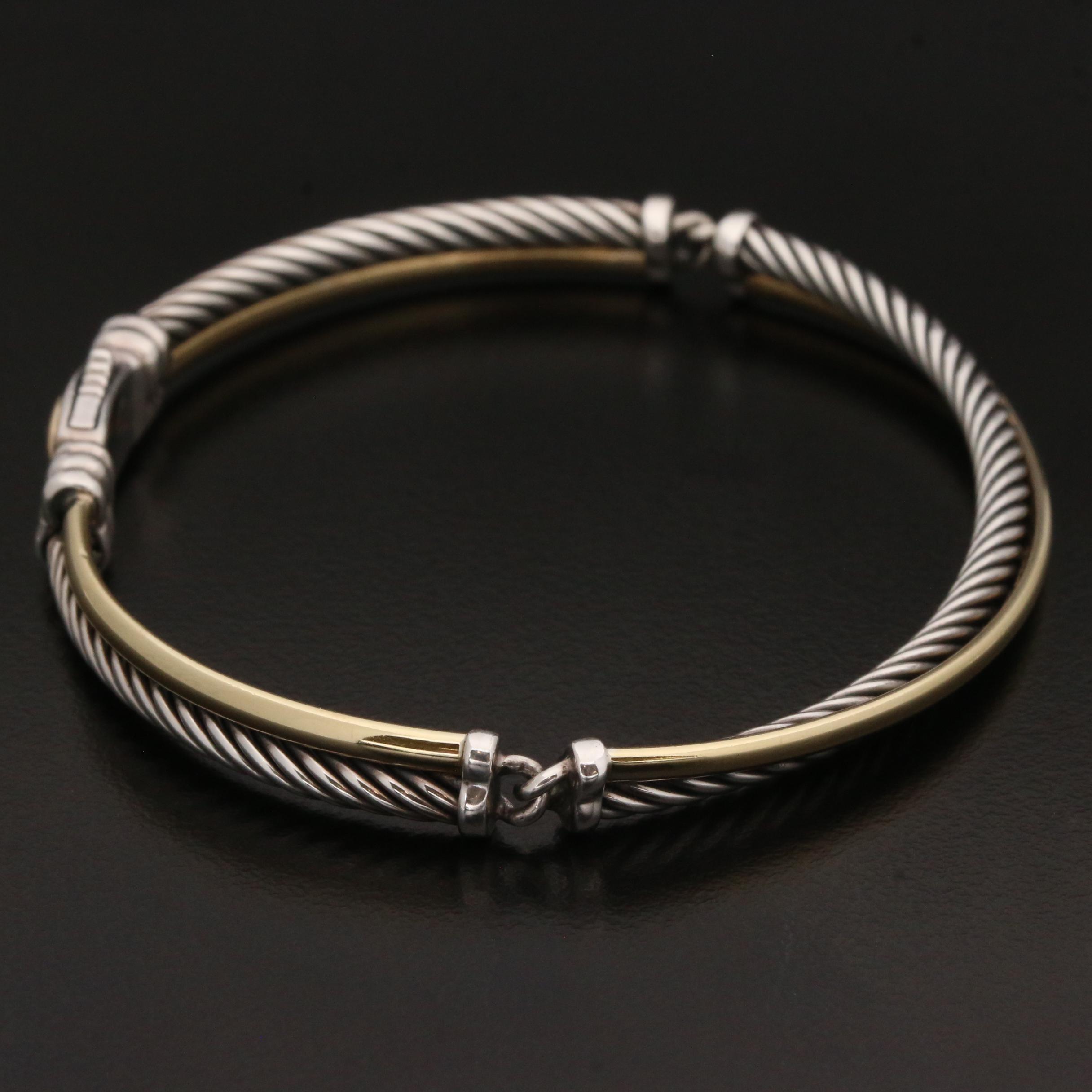 David Yurman "Crossover" Sterling Silver Bracelet with 18K Accent