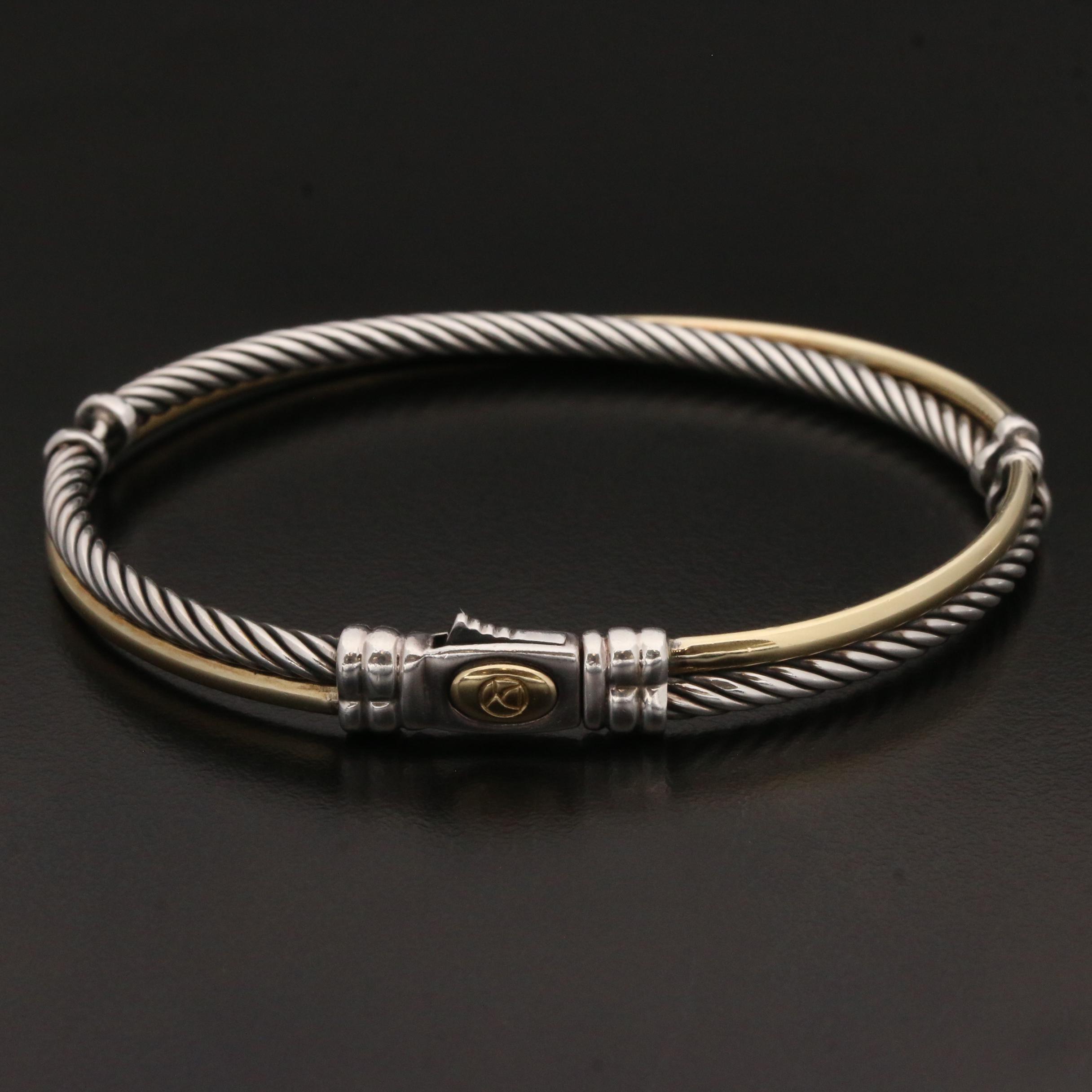David Yurman "Crossover" Sterling Silver Bracelet with 18K Accent
