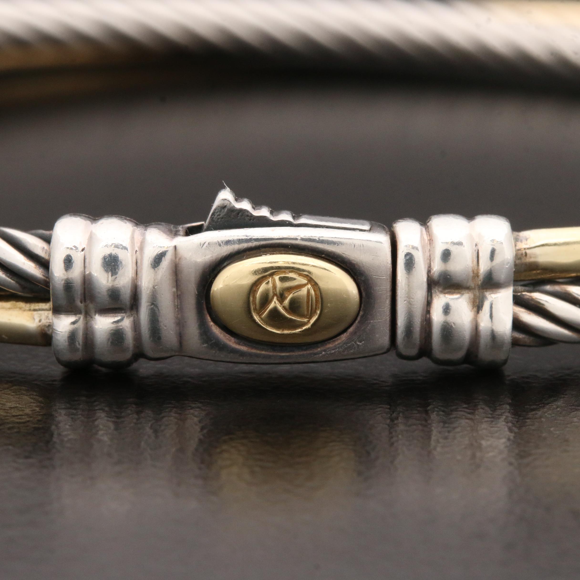 David Yurman "Crossover" Sterling Silver Bracelet with 18K Accent
