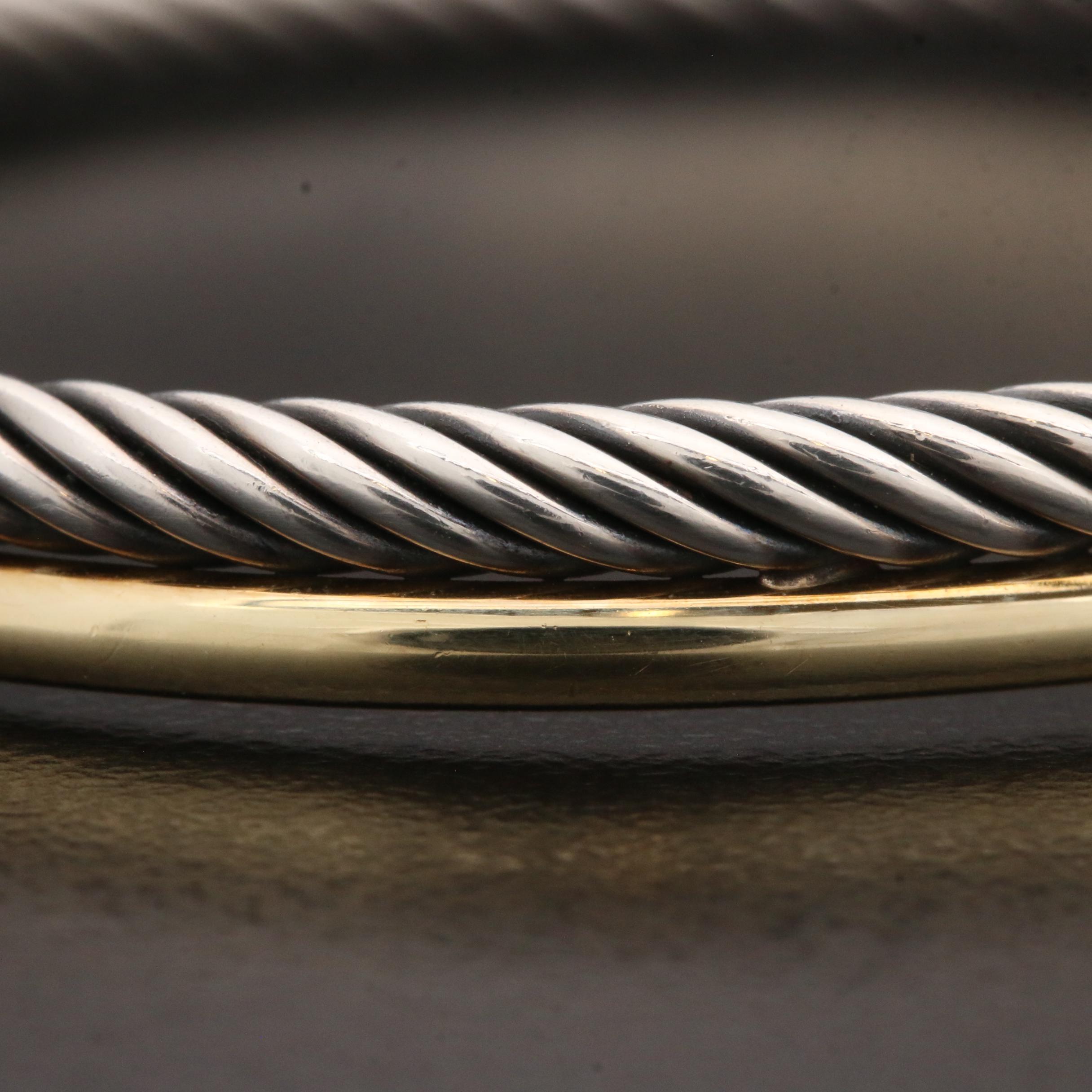 David Yurman "Crossover" Sterling Silver Bracelet with 18K Accent