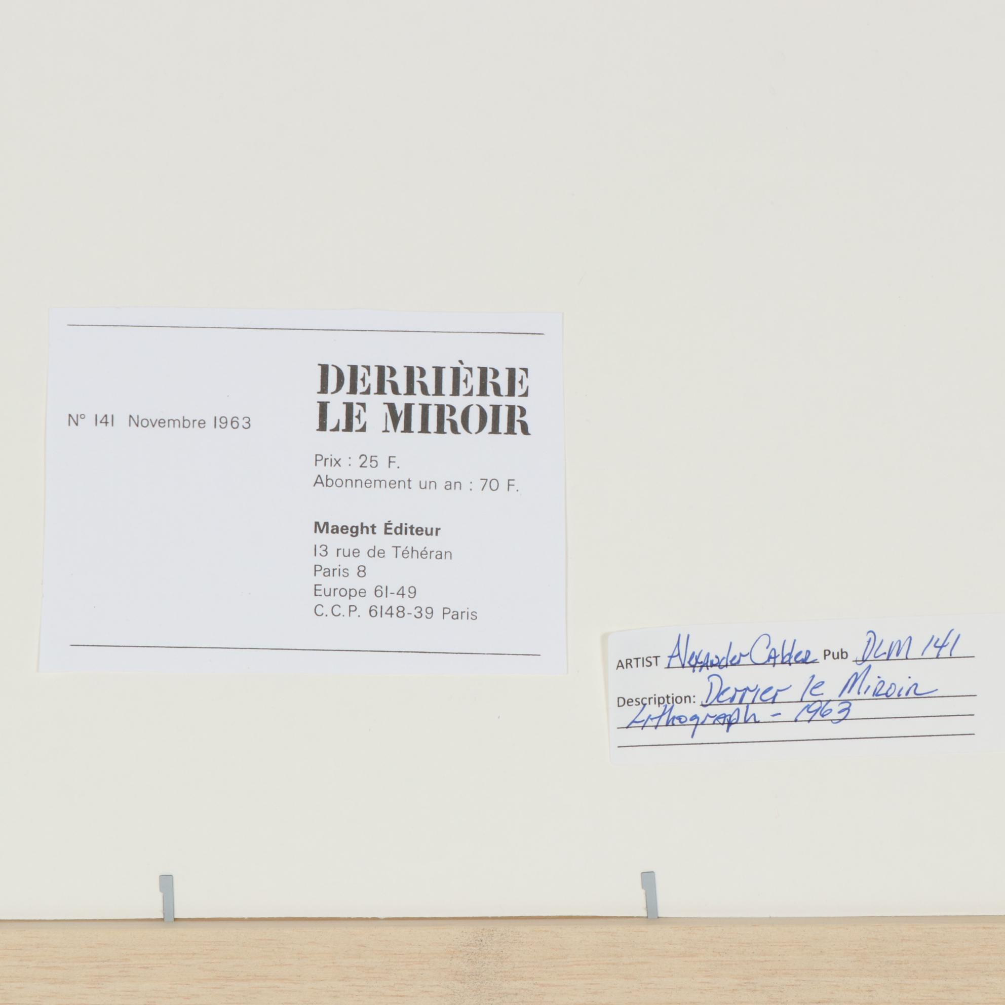 Alexander Calder Color Lithograph for "Derrière le Miroir", 1963