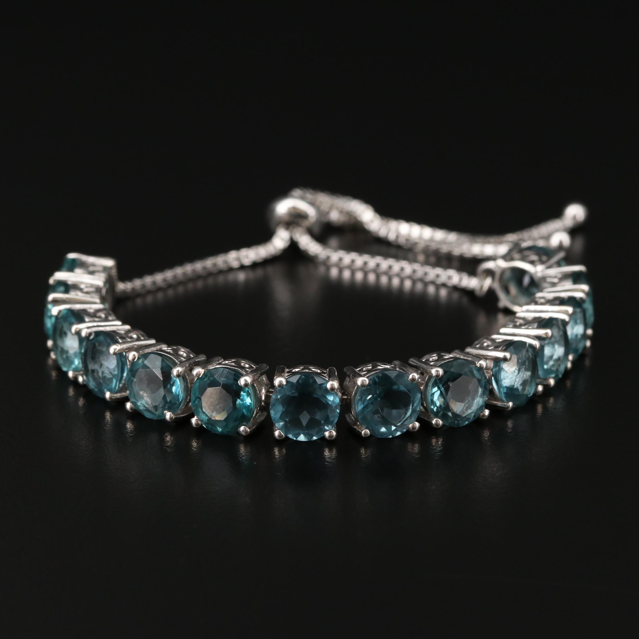 Sterling Silver Fluorite Bolo Bracelet