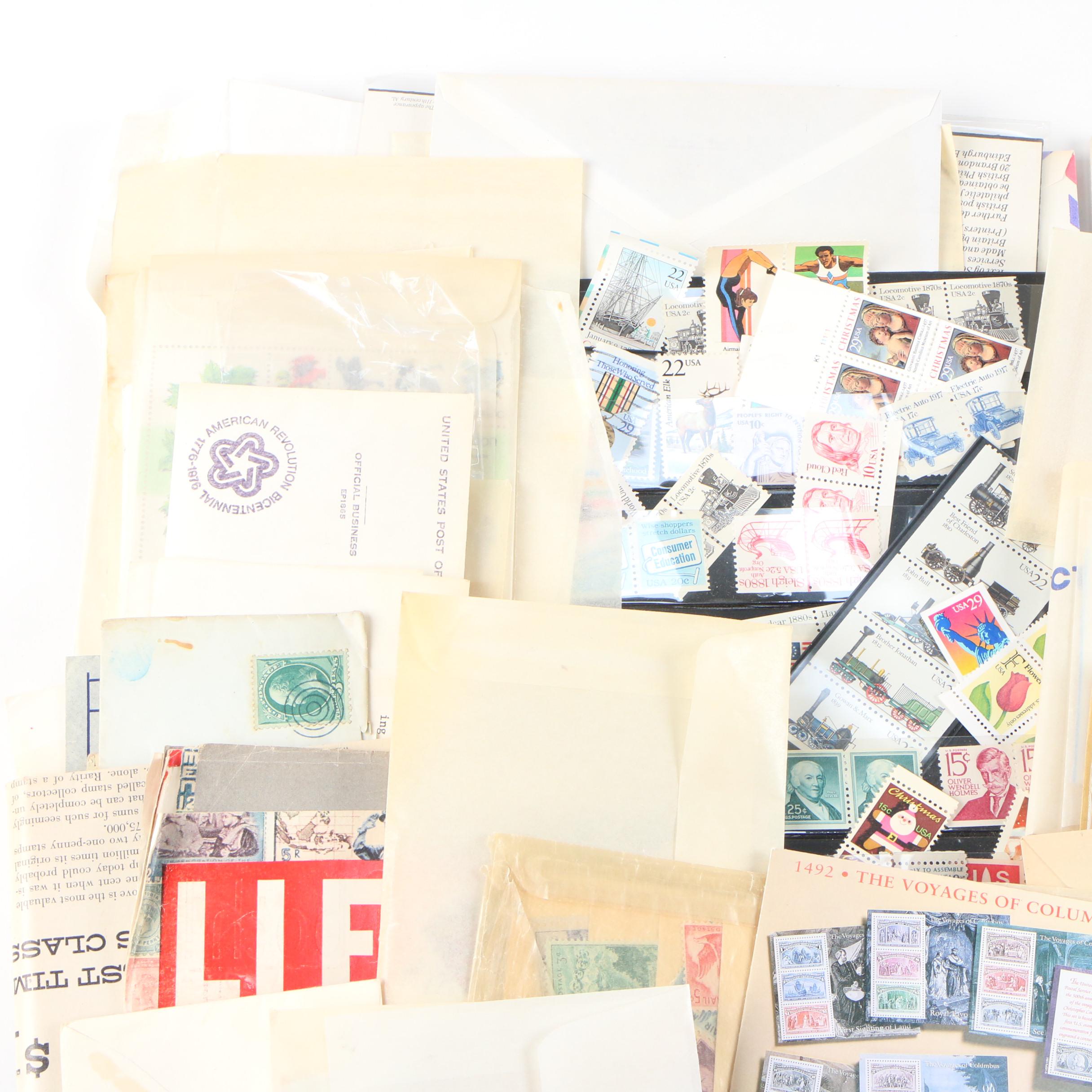 Collection of Vintage and Modern US Postage Stamps