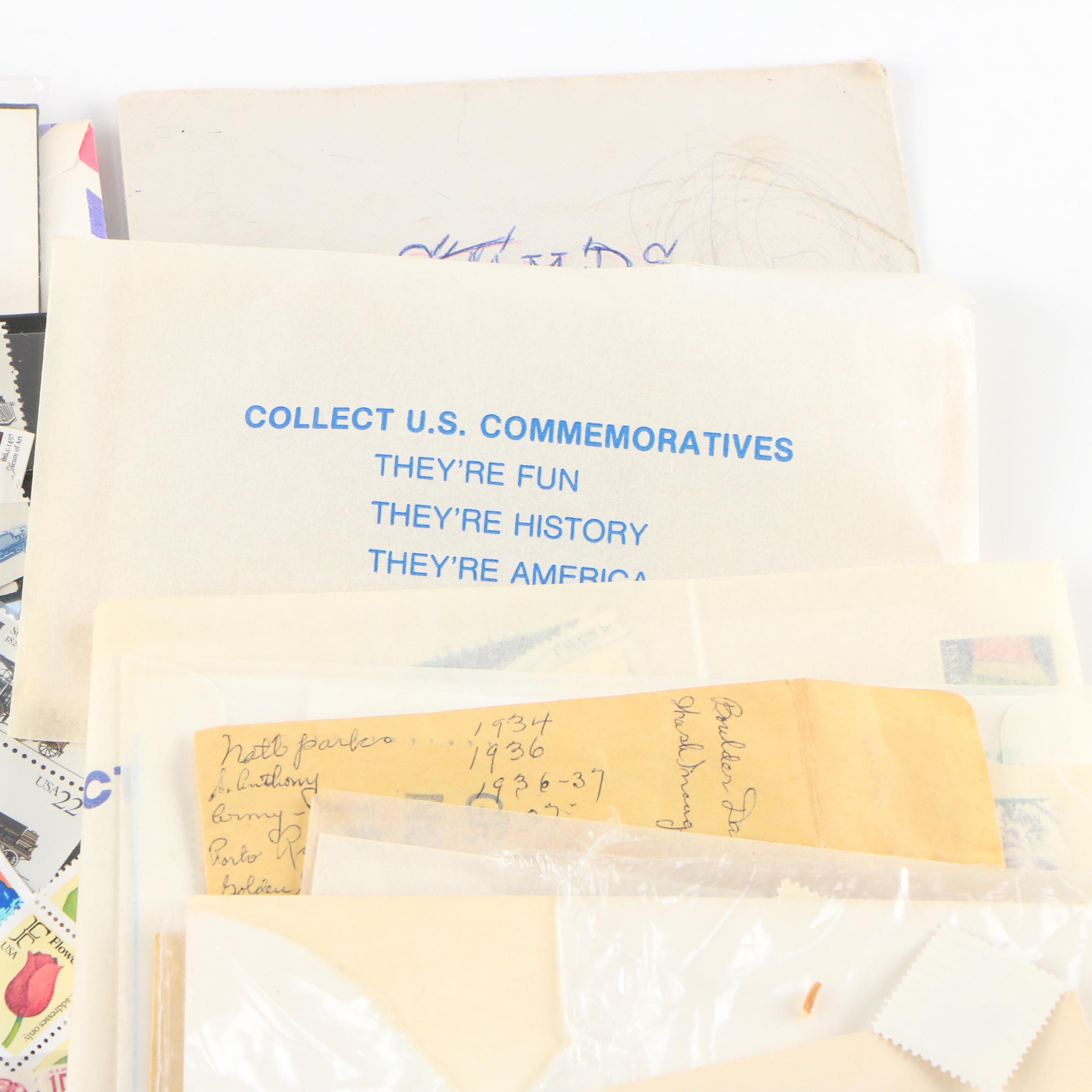 Collection of Vintage and Modern US Postage Stamps