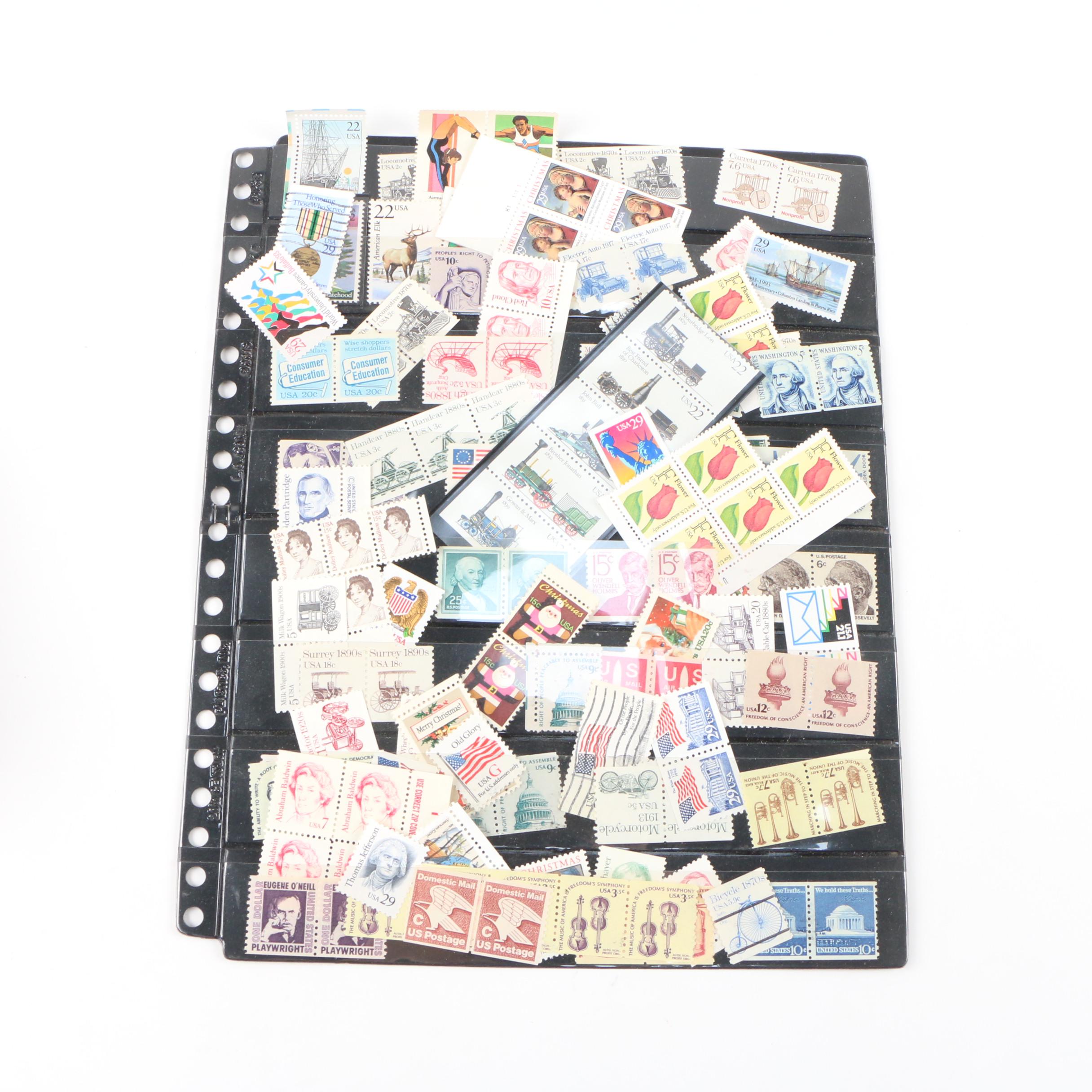 Collection of Vintage and Modern US Postage Stamps