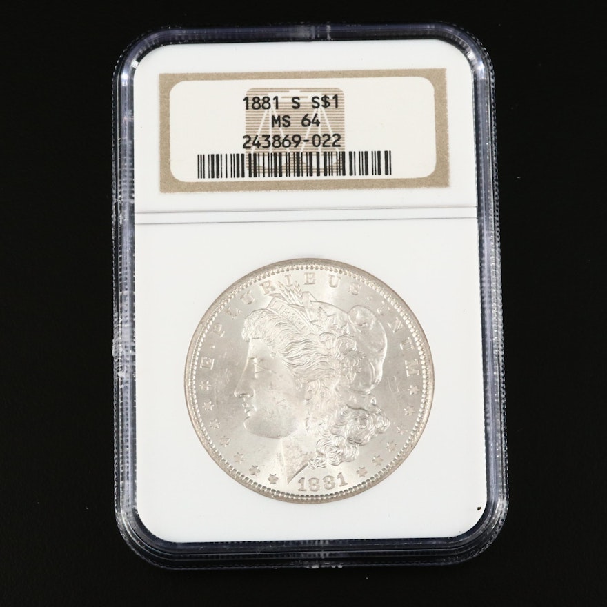 NGC Graded MS64 1881-S Morgan Silver Dollar