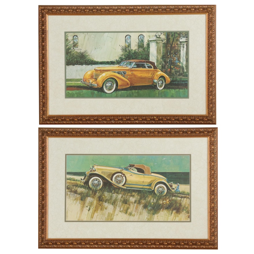 Offset Lithographs of Vintage Cord and Auburn Cars