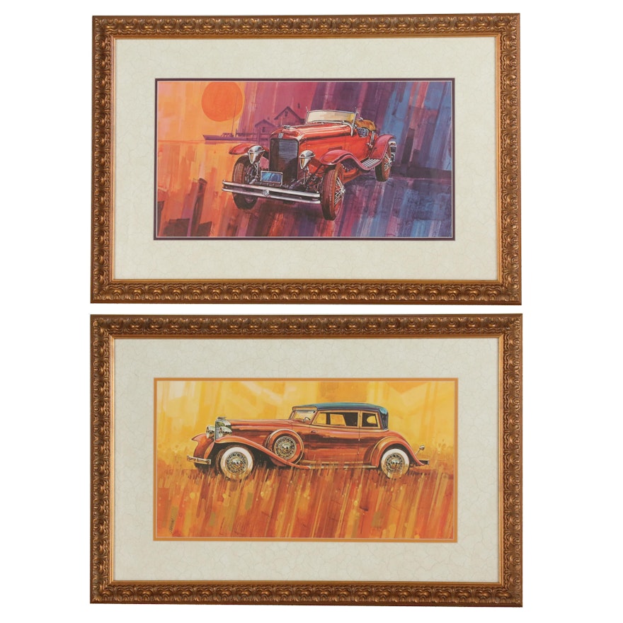 Offset Lithographs of Vintage Cars