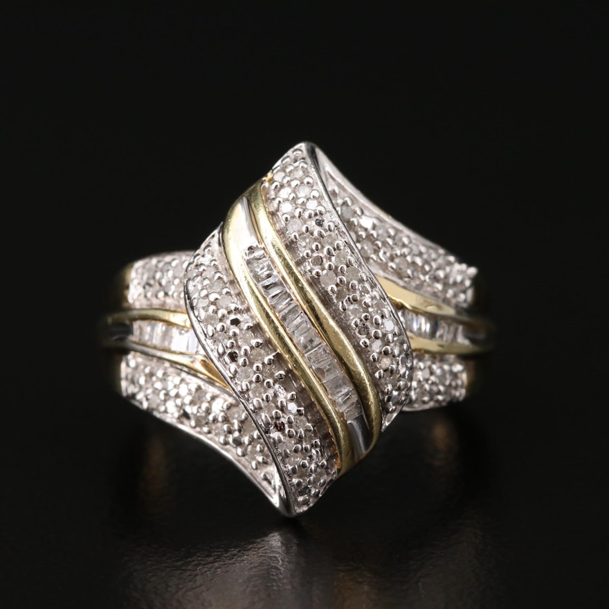 Sterling Silver Diamond Ribbon Ring