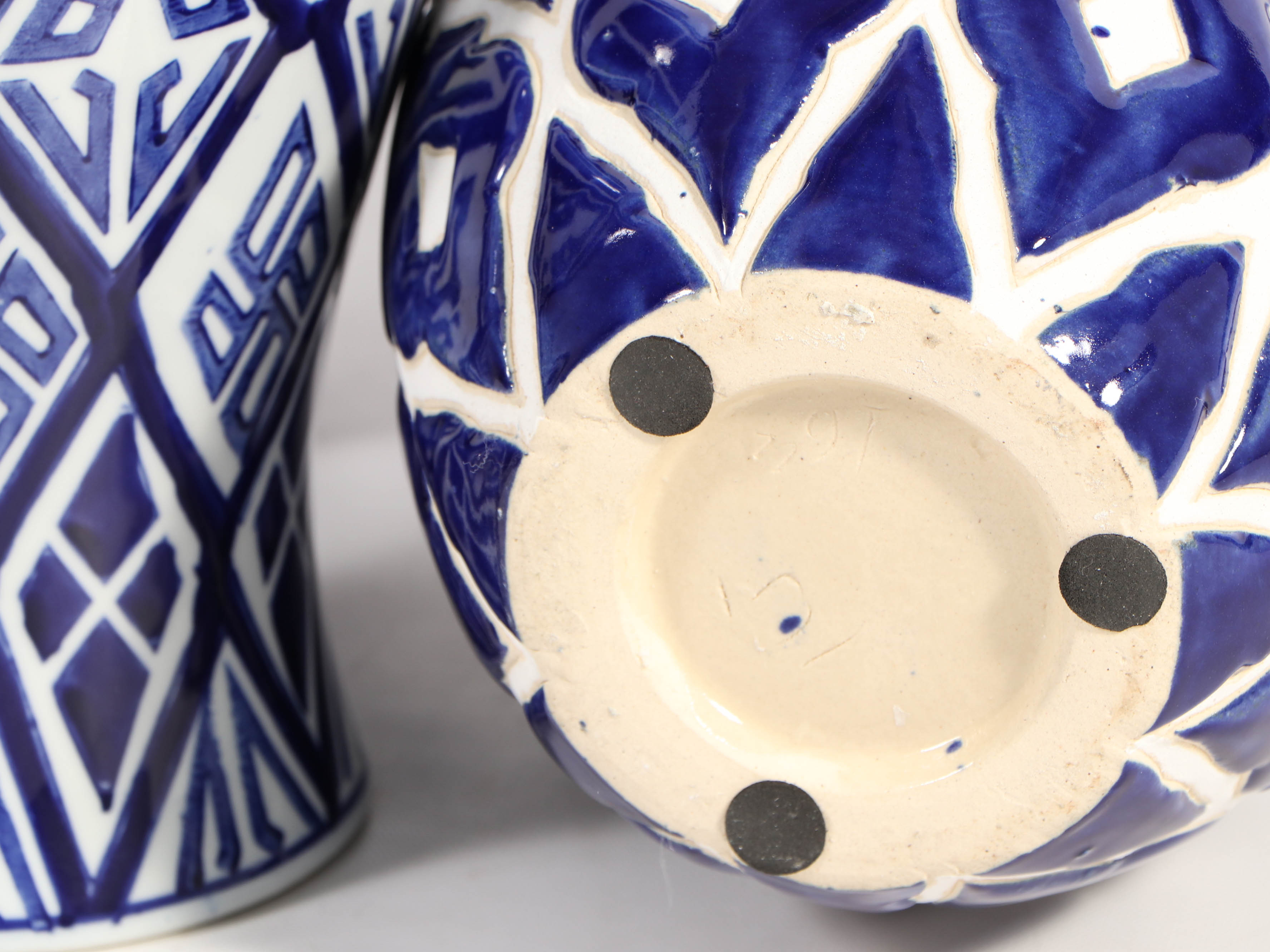 Modern Blue And White Geometric Ceramic Vases