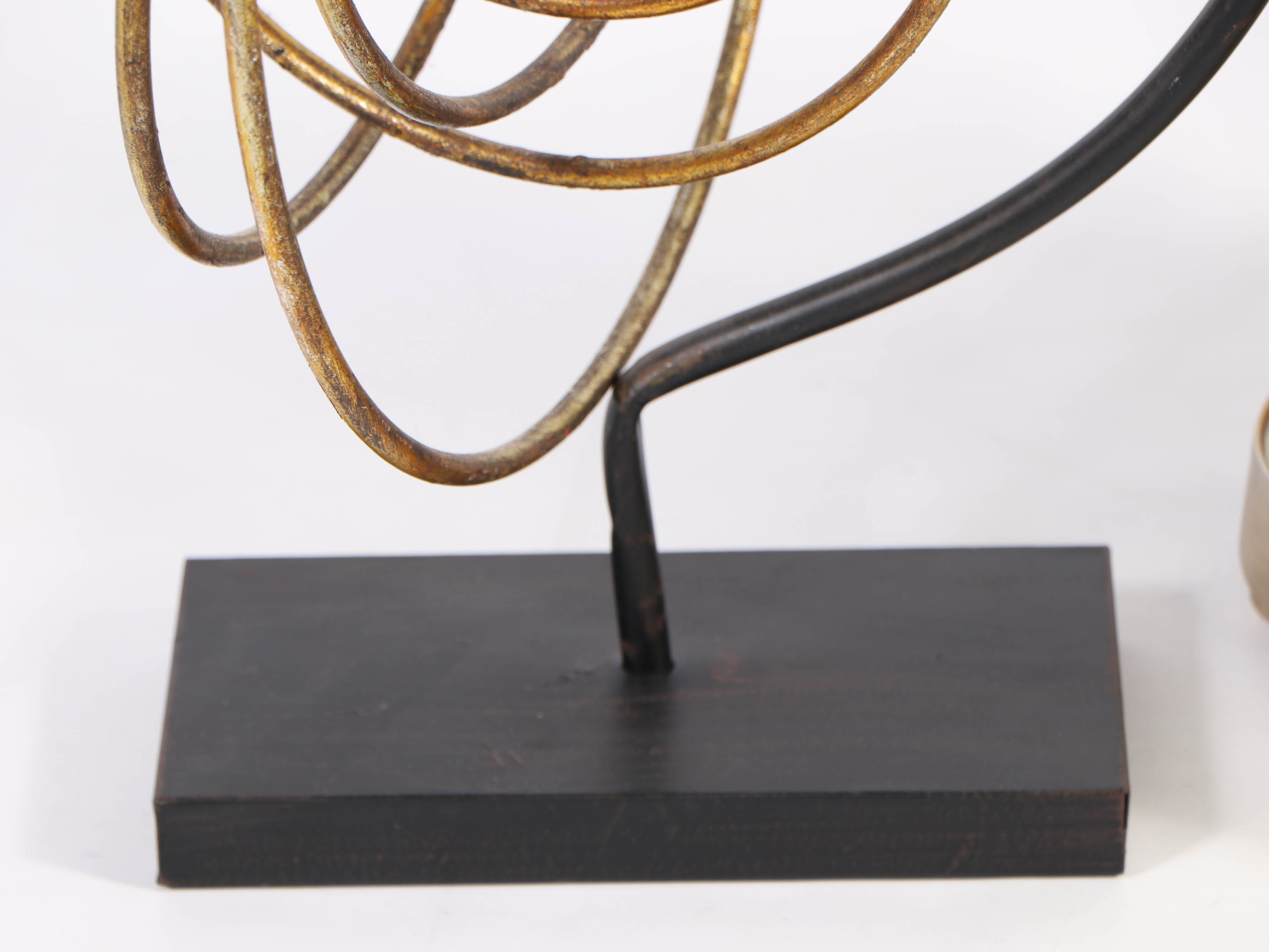 Modern Metal Sculpture and Smoke Glass Candleholders