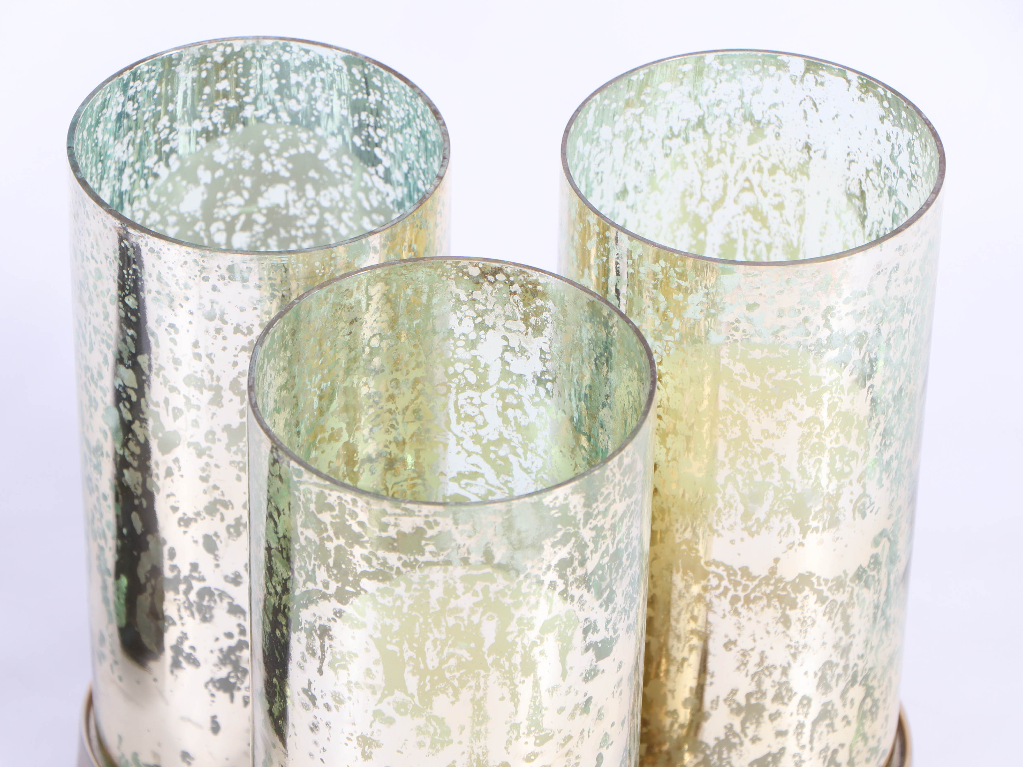 Modern Metal Sculpture and Smoke Glass Candleholders