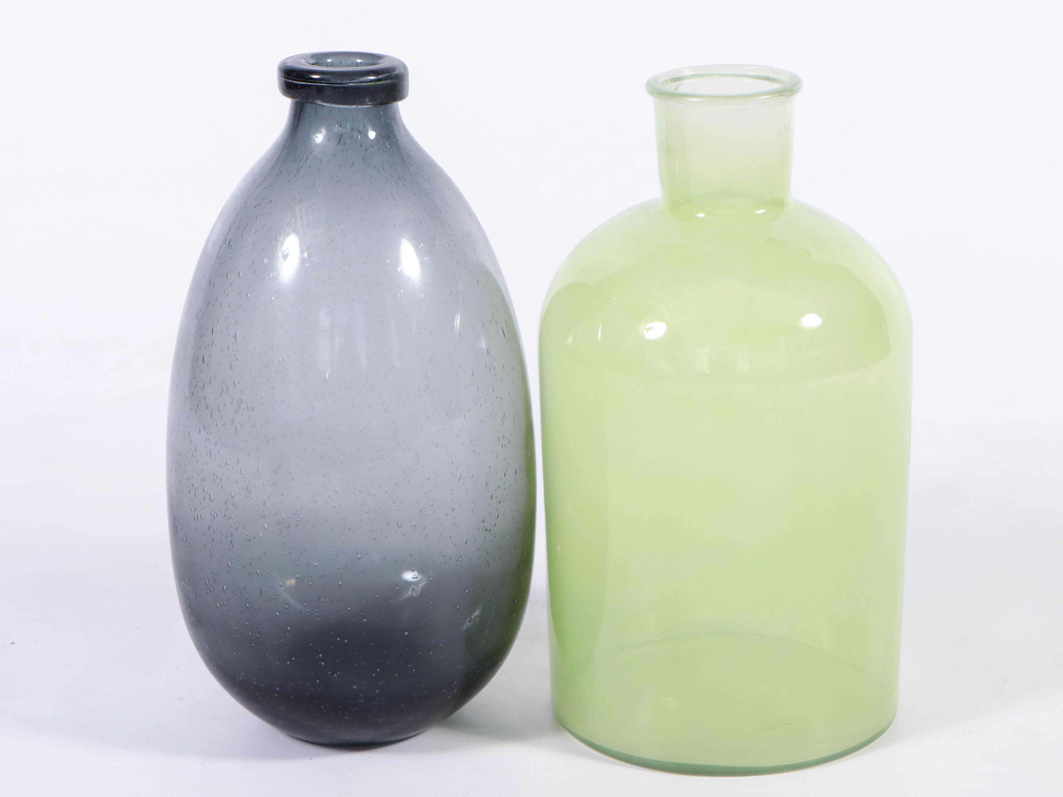 Glazed Blue Clay Vases with Beach Glass Style Vases