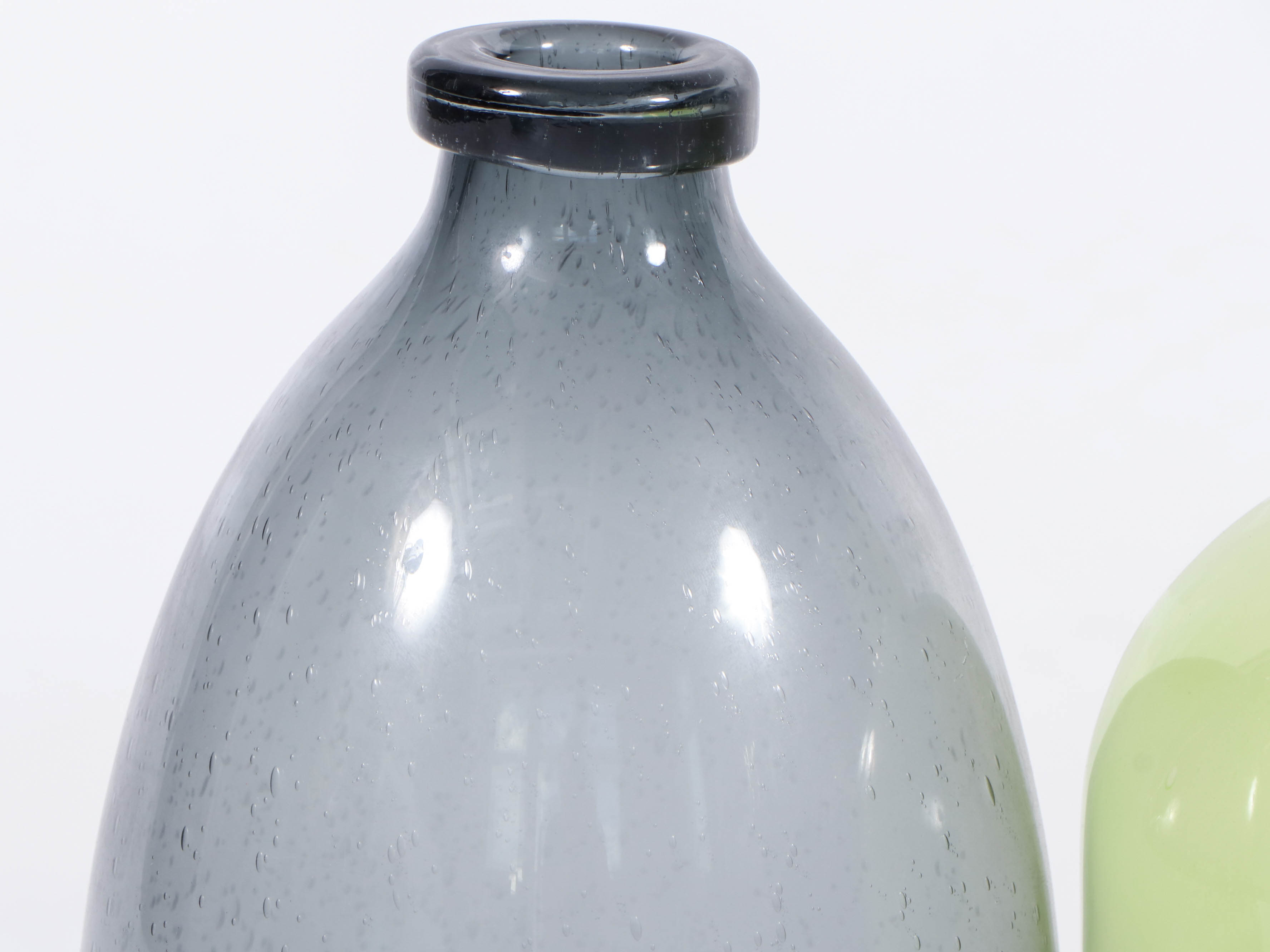 Glazed Blue Clay Vases with Beach Glass Style Vases