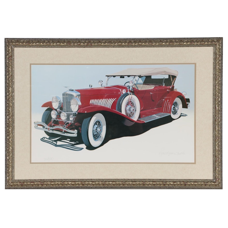 Harold James Cleworth Offset Lithograph of a Cadillac 1930 V16 Special Phaeton