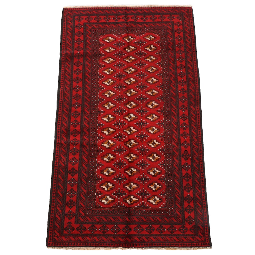 4'0 x 7'5 Hand-Knotted Afghani Bokhara Wool Rug