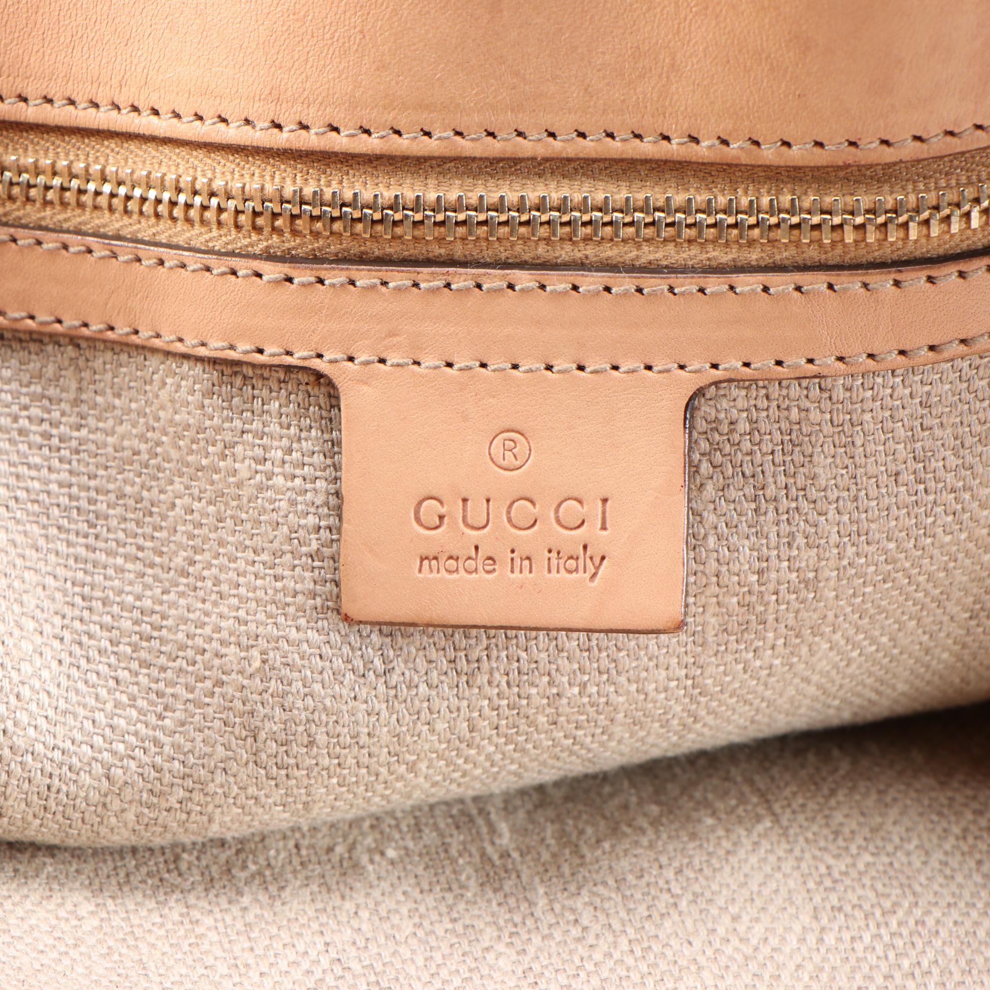 Gucci Peggy Bamboo Tassel Flora Print Tote Bag with Vachetta Leather Trim