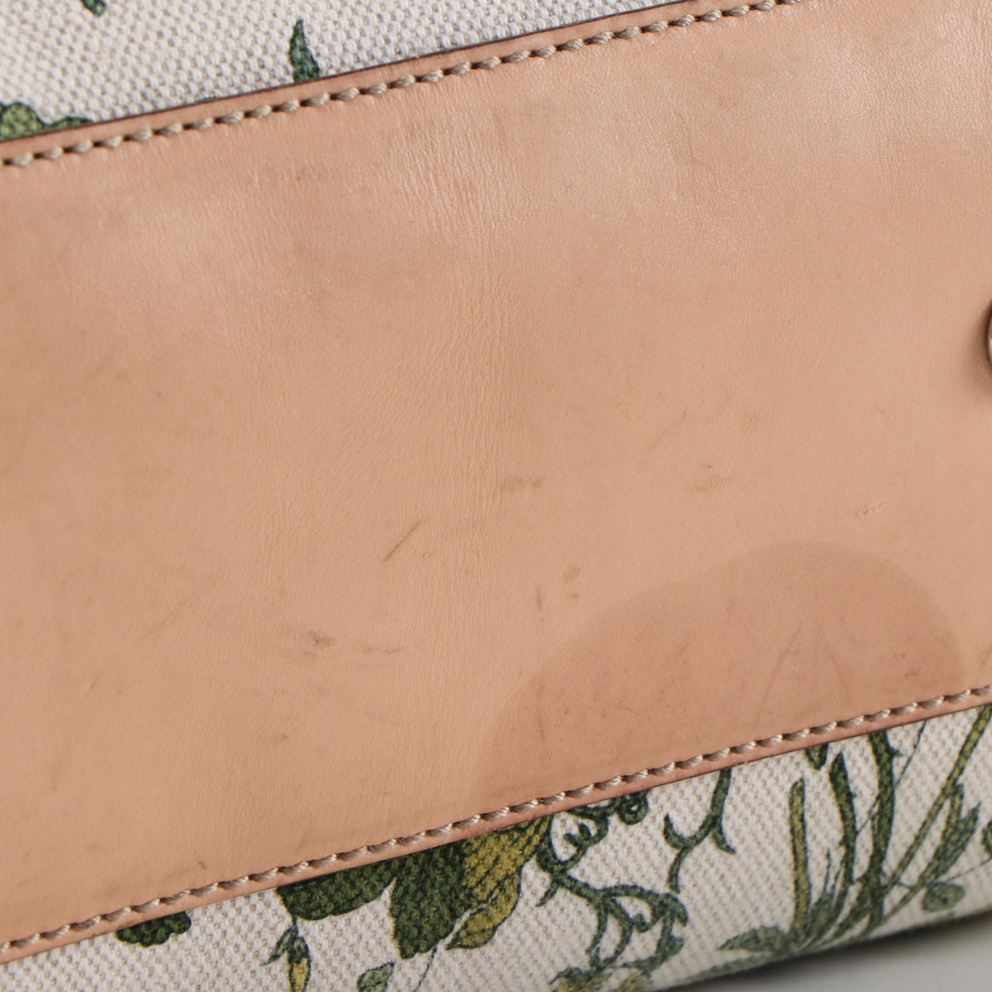 Gucci Peggy Bamboo Tassel Flora Print Tote Bag with Vachetta Leather Trim