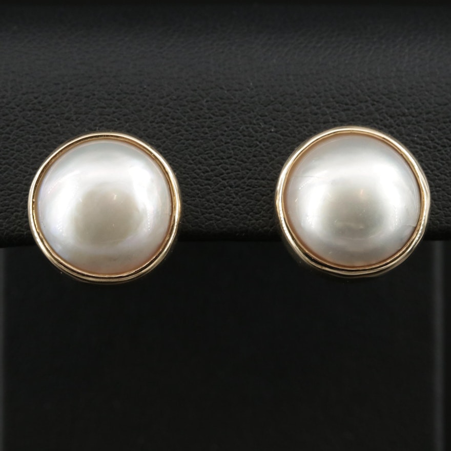 14K Gold Mabé Pearl Earrings