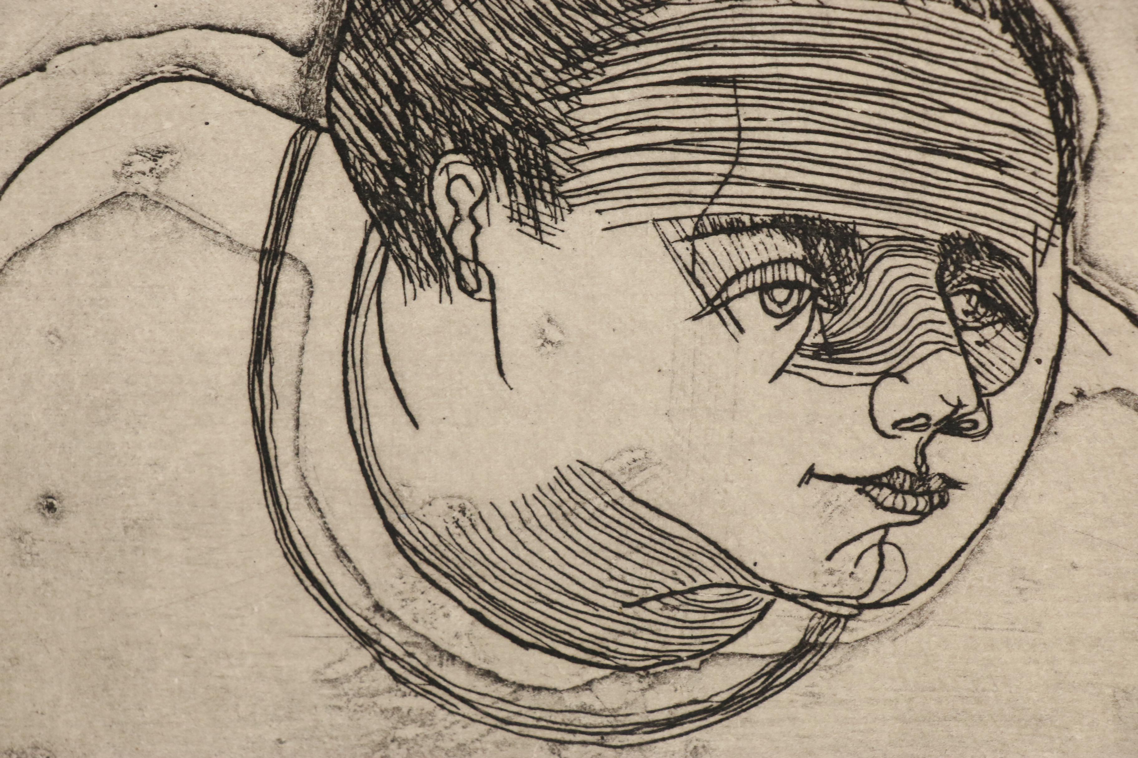 John Tuska Etchings of Nude Figure and "The Aquarium", circa 1963