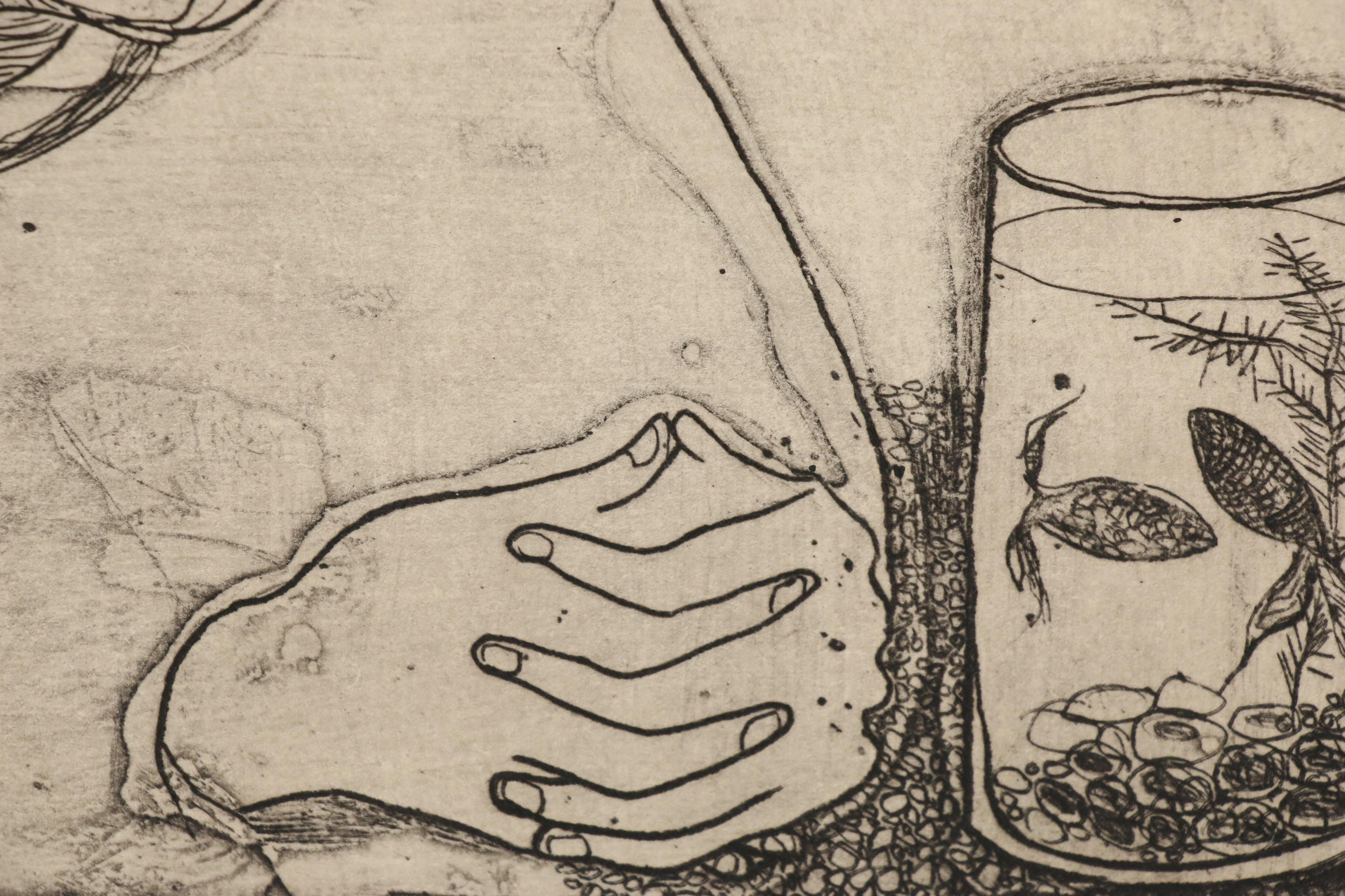 John Tuska Etchings of Nude Figure and "The Aquarium", circa 1963