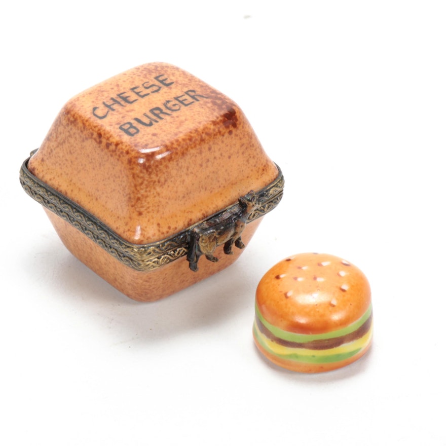 Hand-Painted Porcelain Cheeseburger Limoges Box
