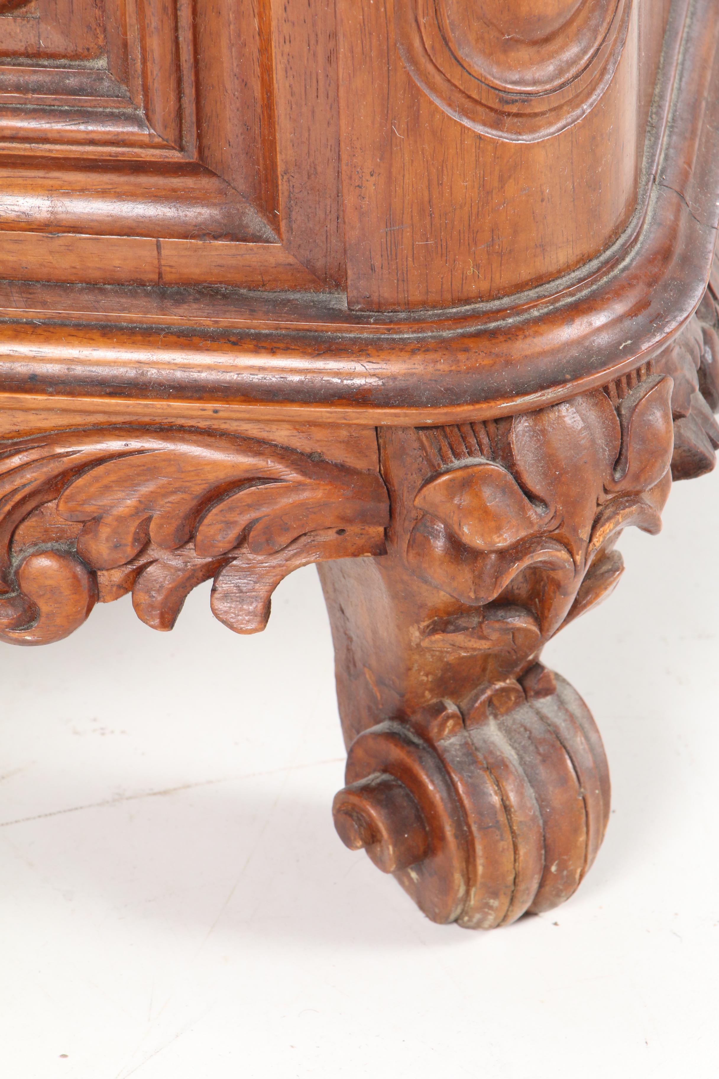 Rococo Style Floral-Carved Mahogany Cabinet