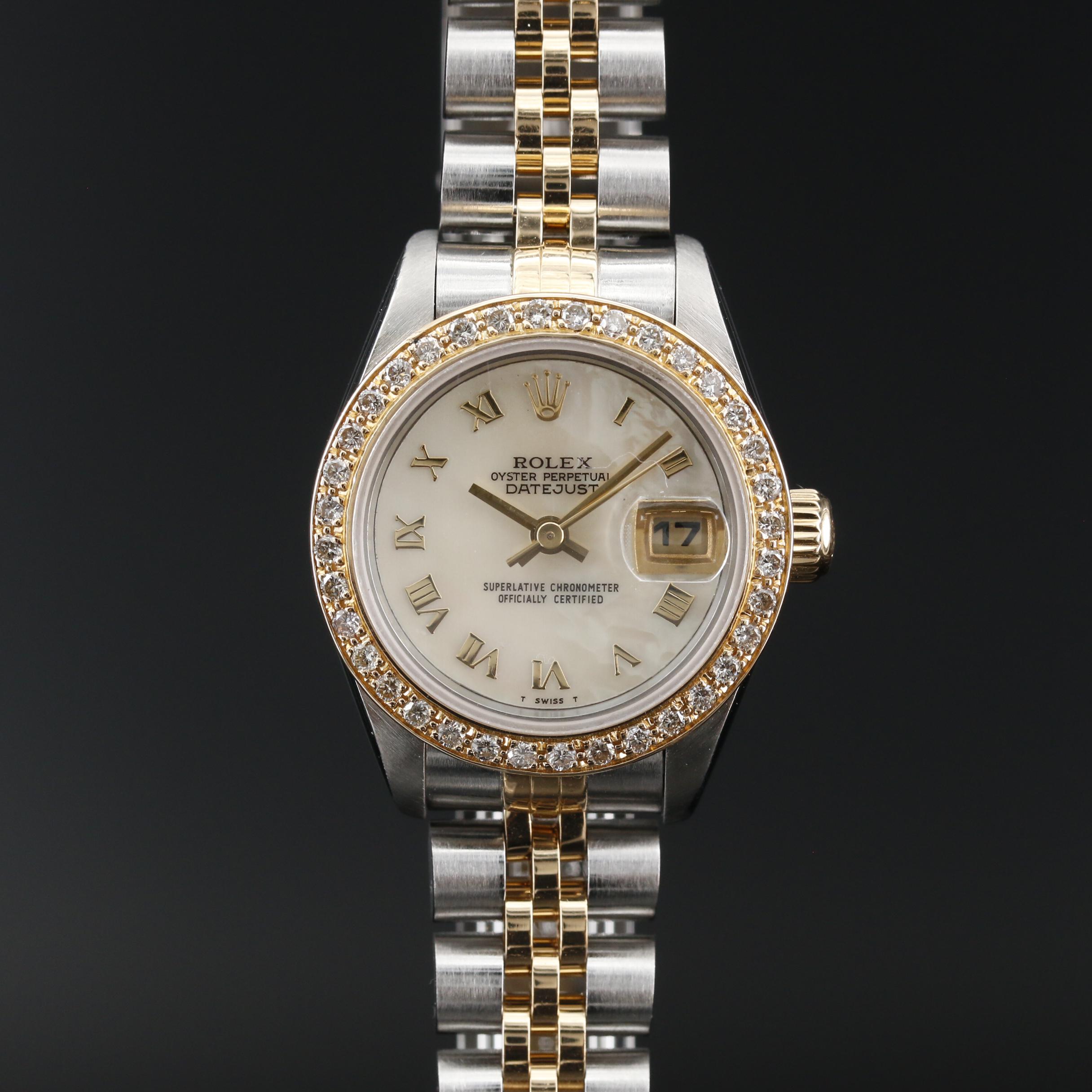 1993 Rolex Datejust 14K, 18K and Stainless Steel Diamond Bezel Watch
