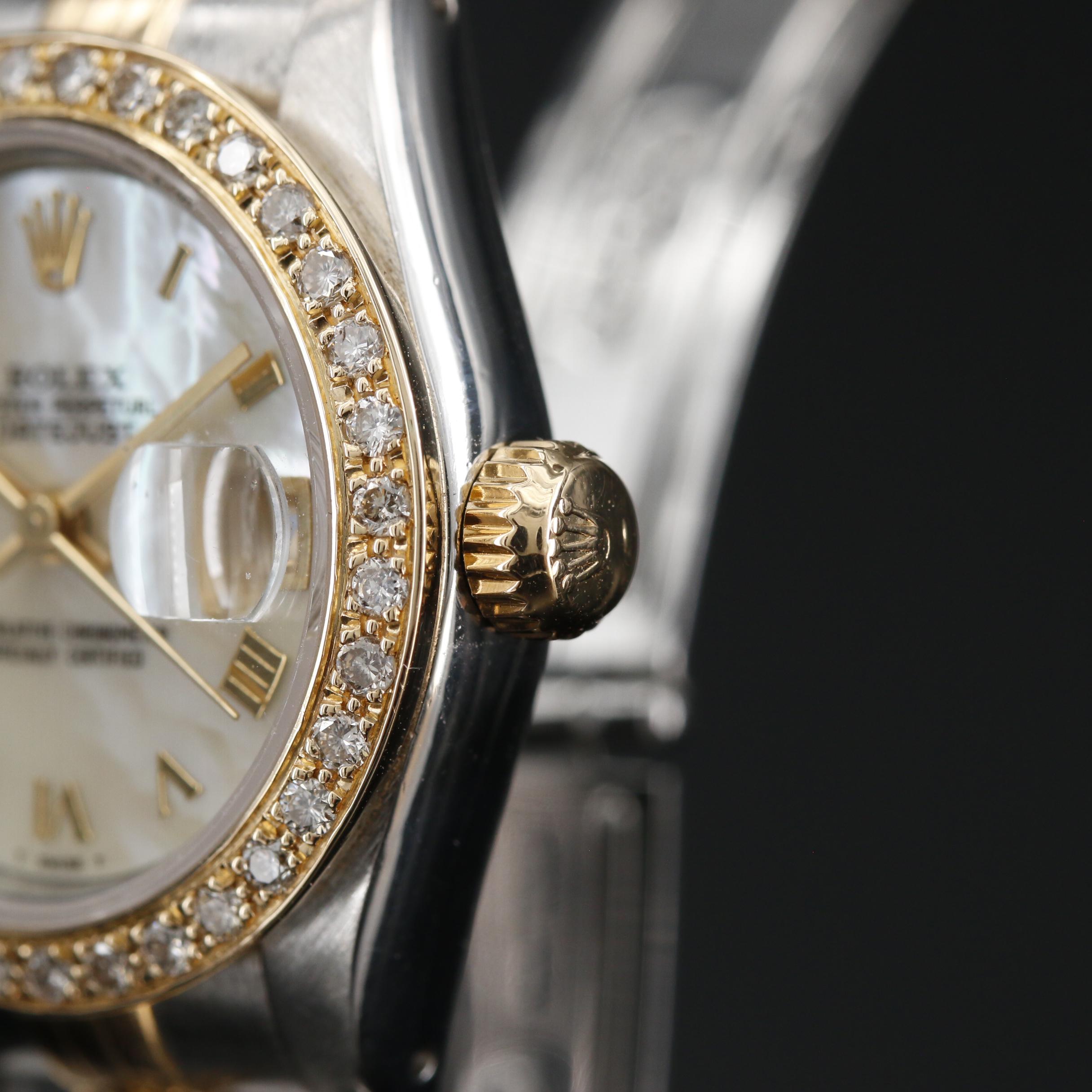 1993 Rolex Datejust 14K, 18K and Stainless Steel Diamond Bezel Watch