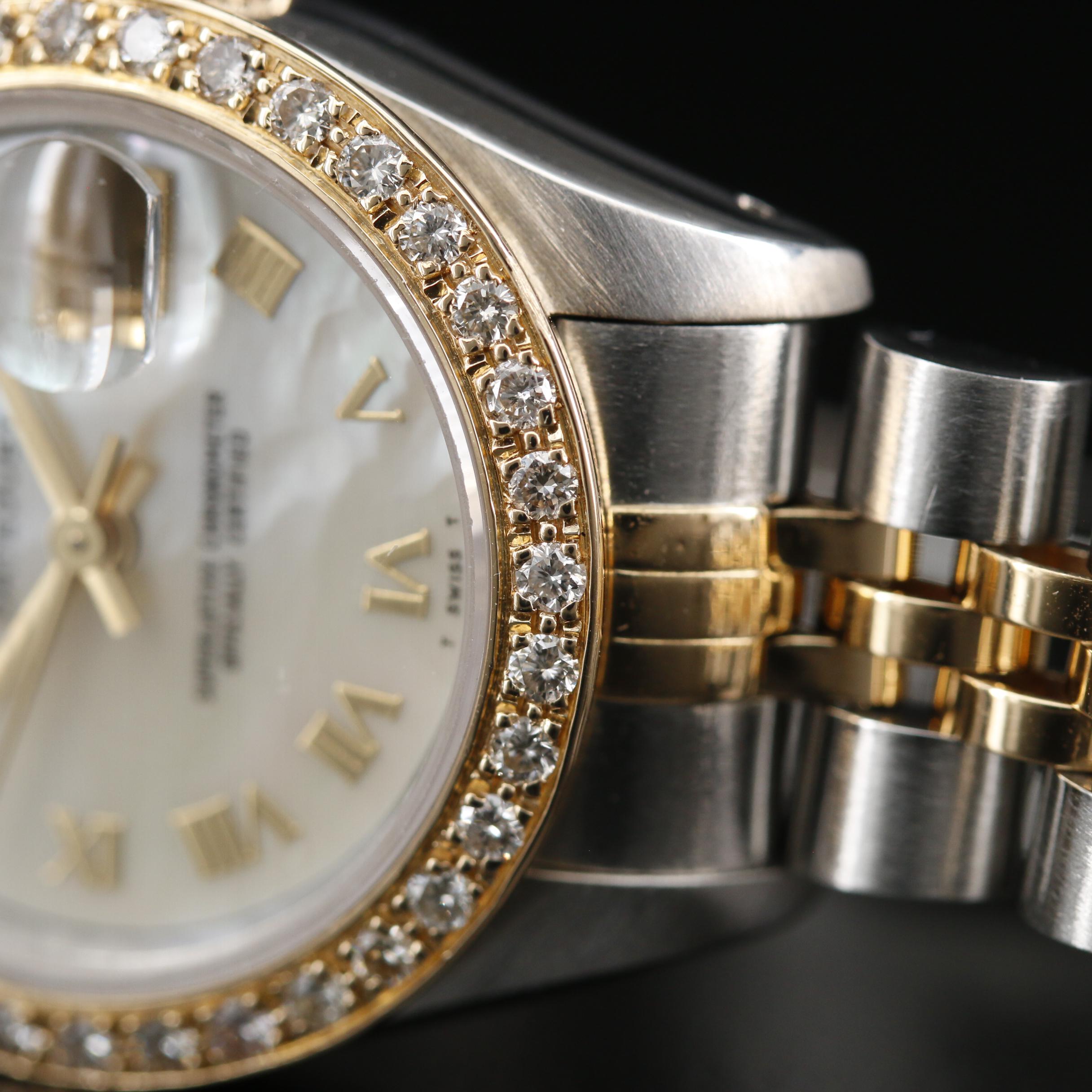 1993 Rolex Datejust 14K, 18K and Stainless Steel Diamond Bezel Watch