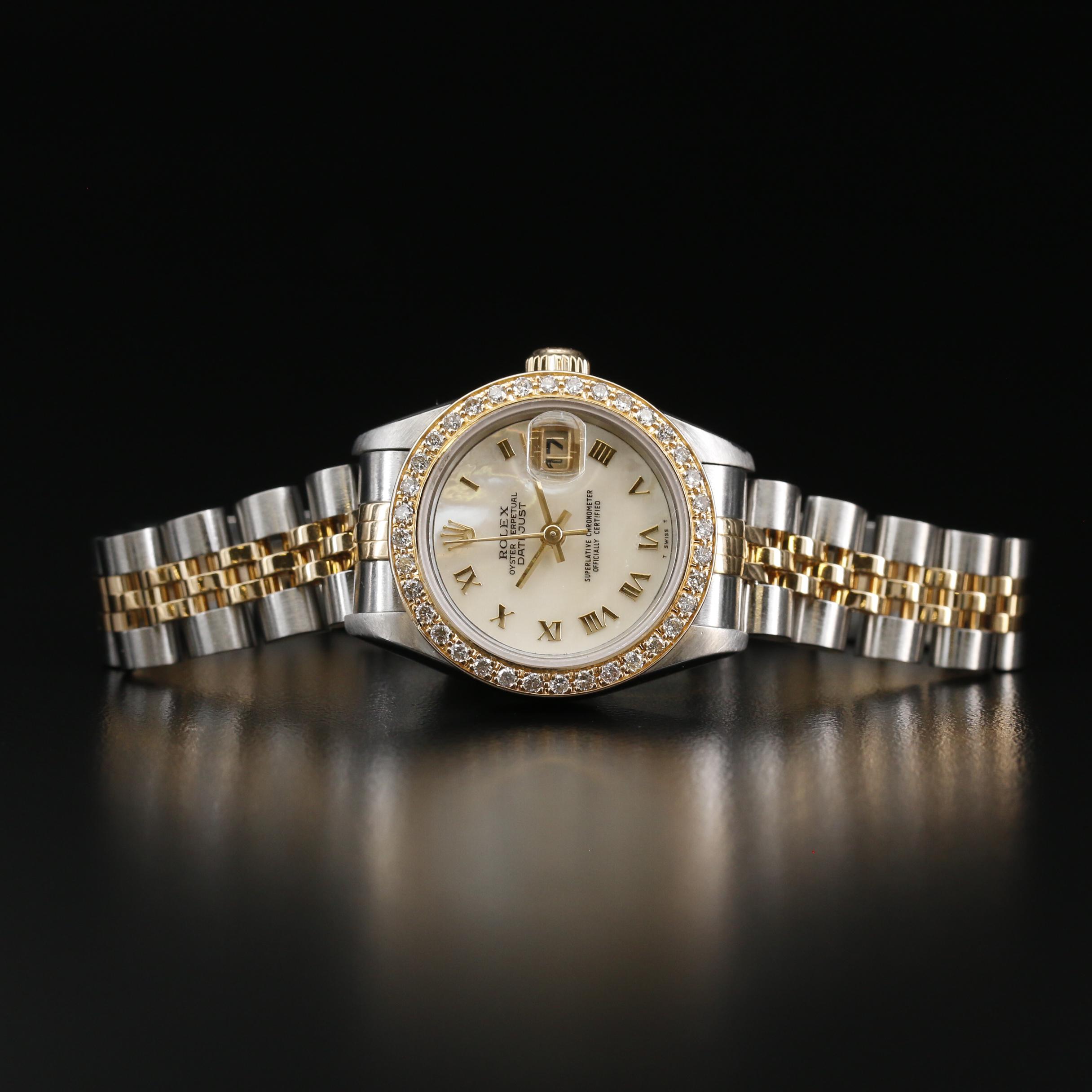1993 Rolex Datejust 14K, 18K and Stainless Steel Diamond Bezel Watch