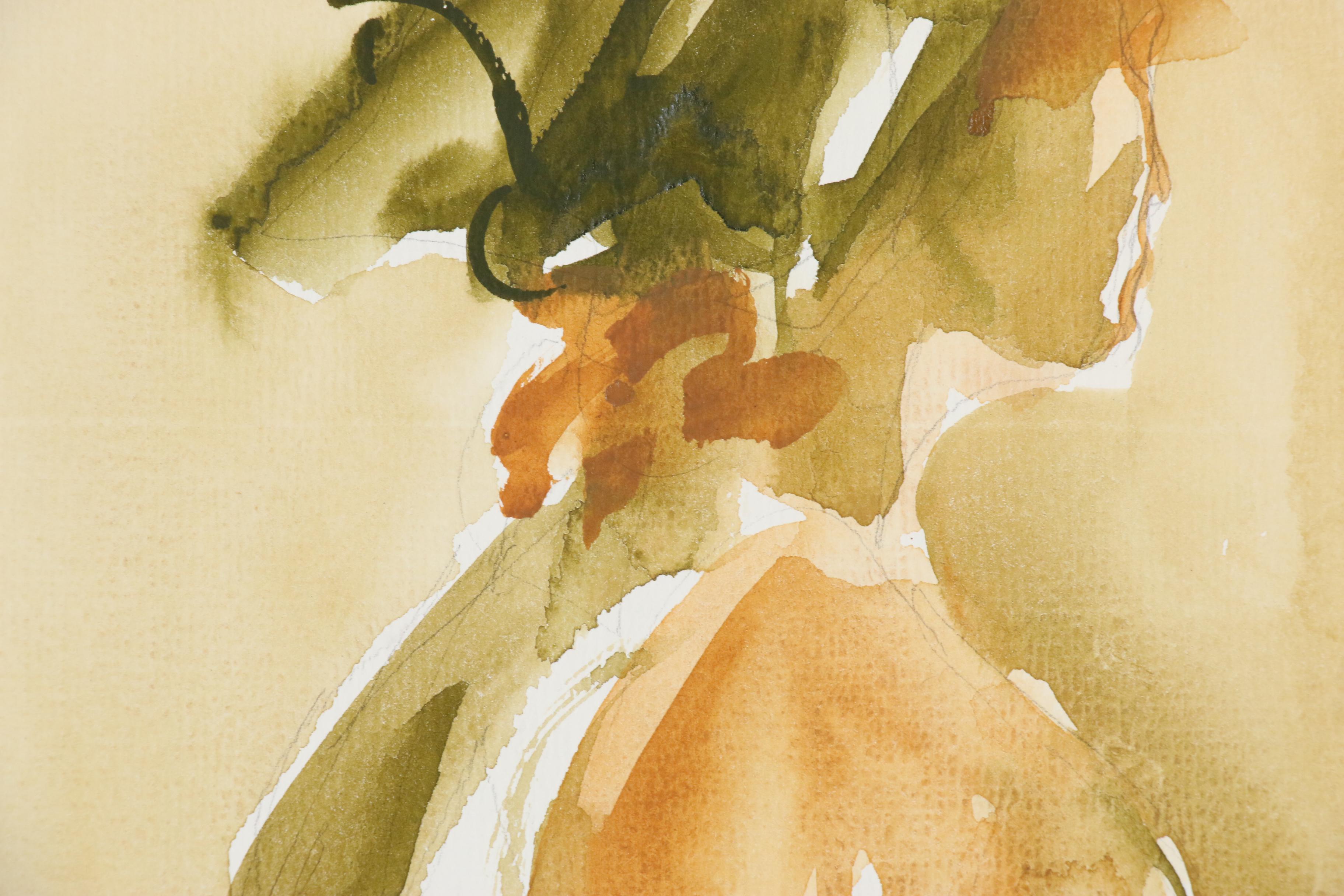 John Tuska Watercolor Painting of Female Nude, Late 20th Century