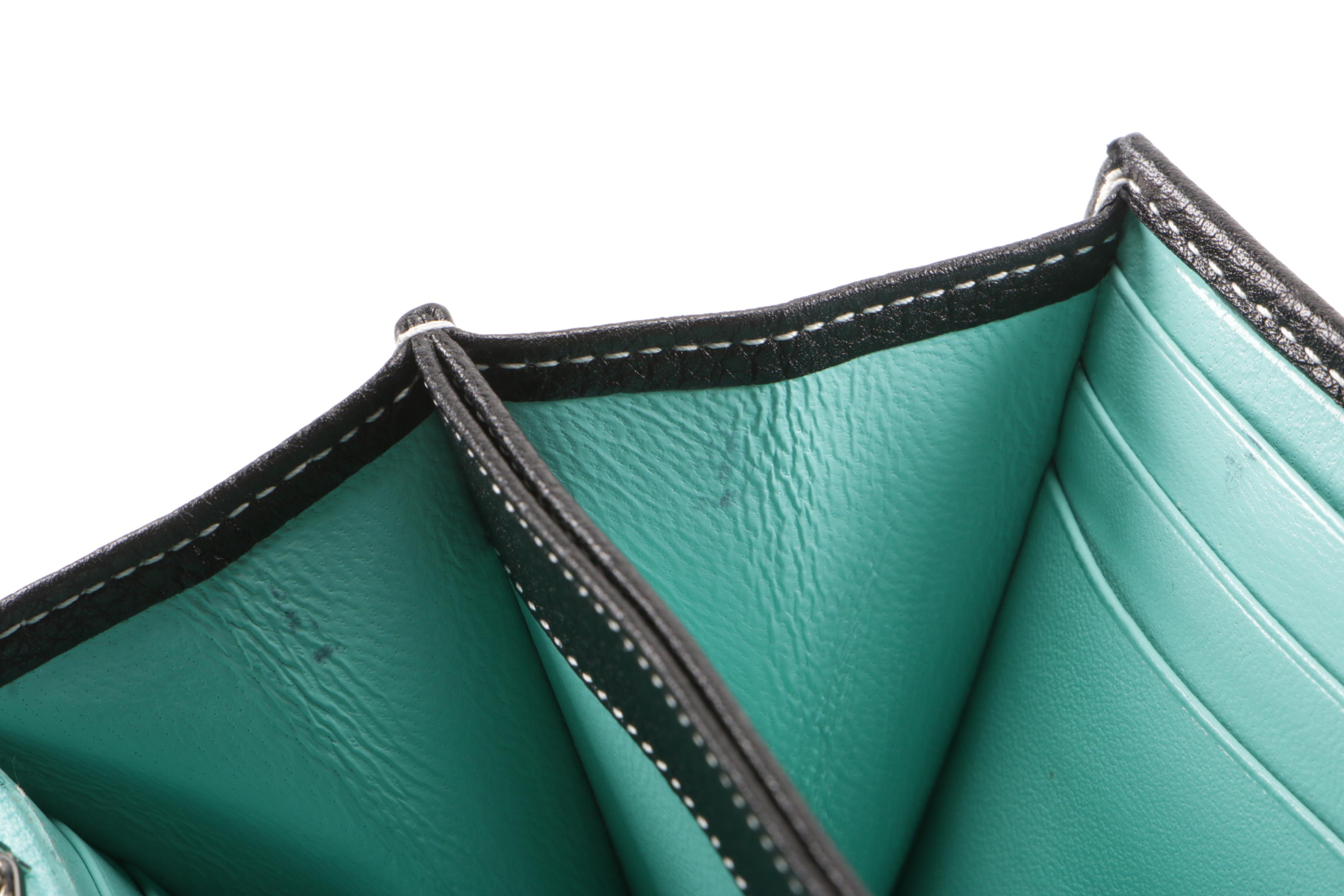 Tiffany & Co. Black Pebbled Leather City Wallet on Chain Clutch with Rolo Chain