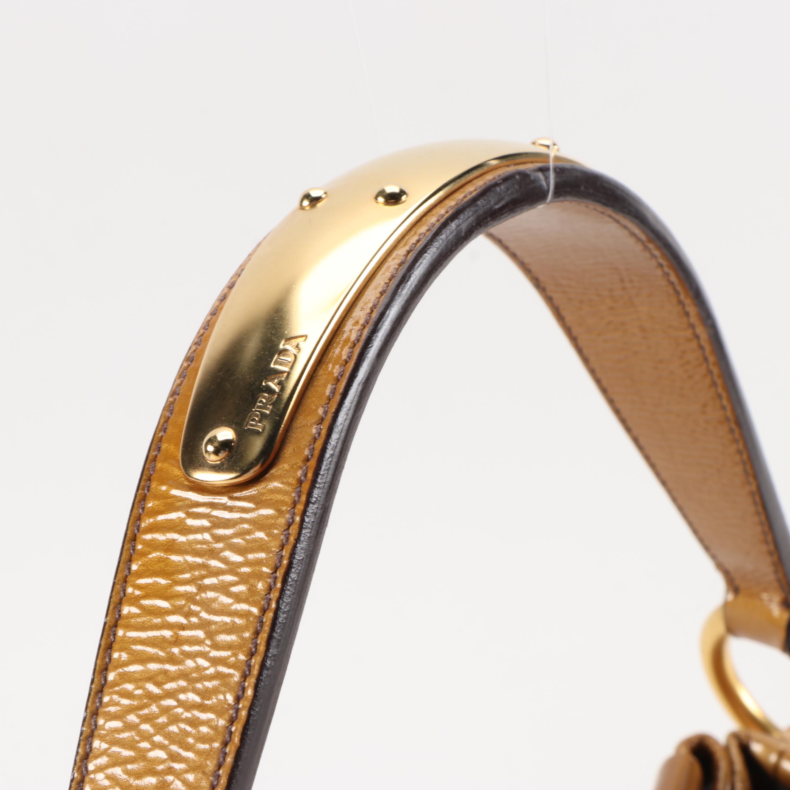 Prada Shoulder Bag in Blond Mordore Vernice Sfumata Ombré Patent Leather