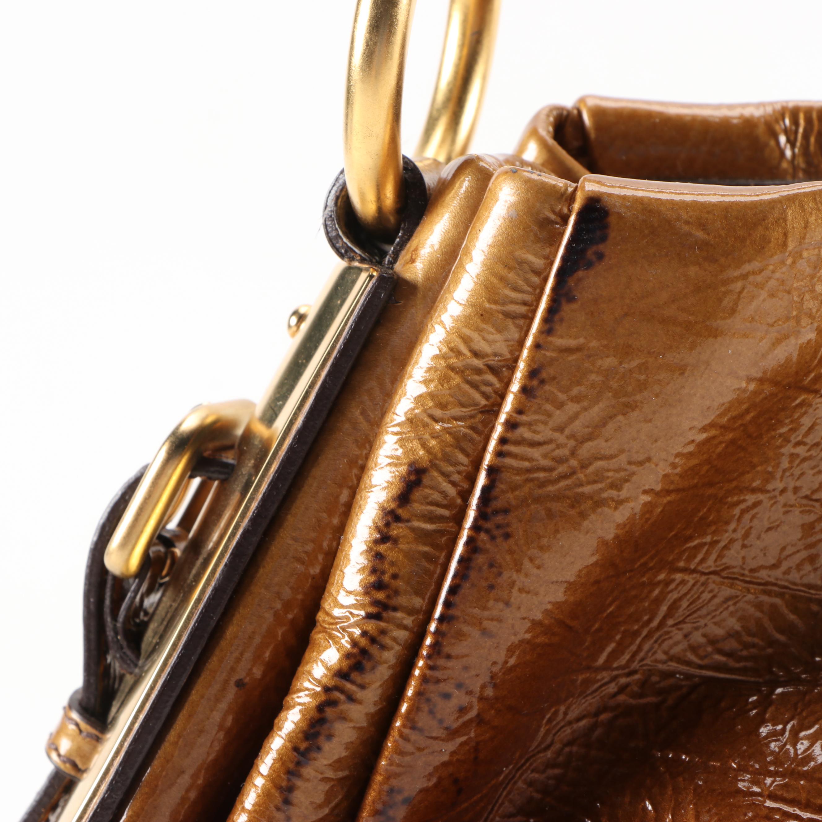 Prada Shoulder Bag in Blond Mordore Vernice Sfumata Ombré Patent Leather