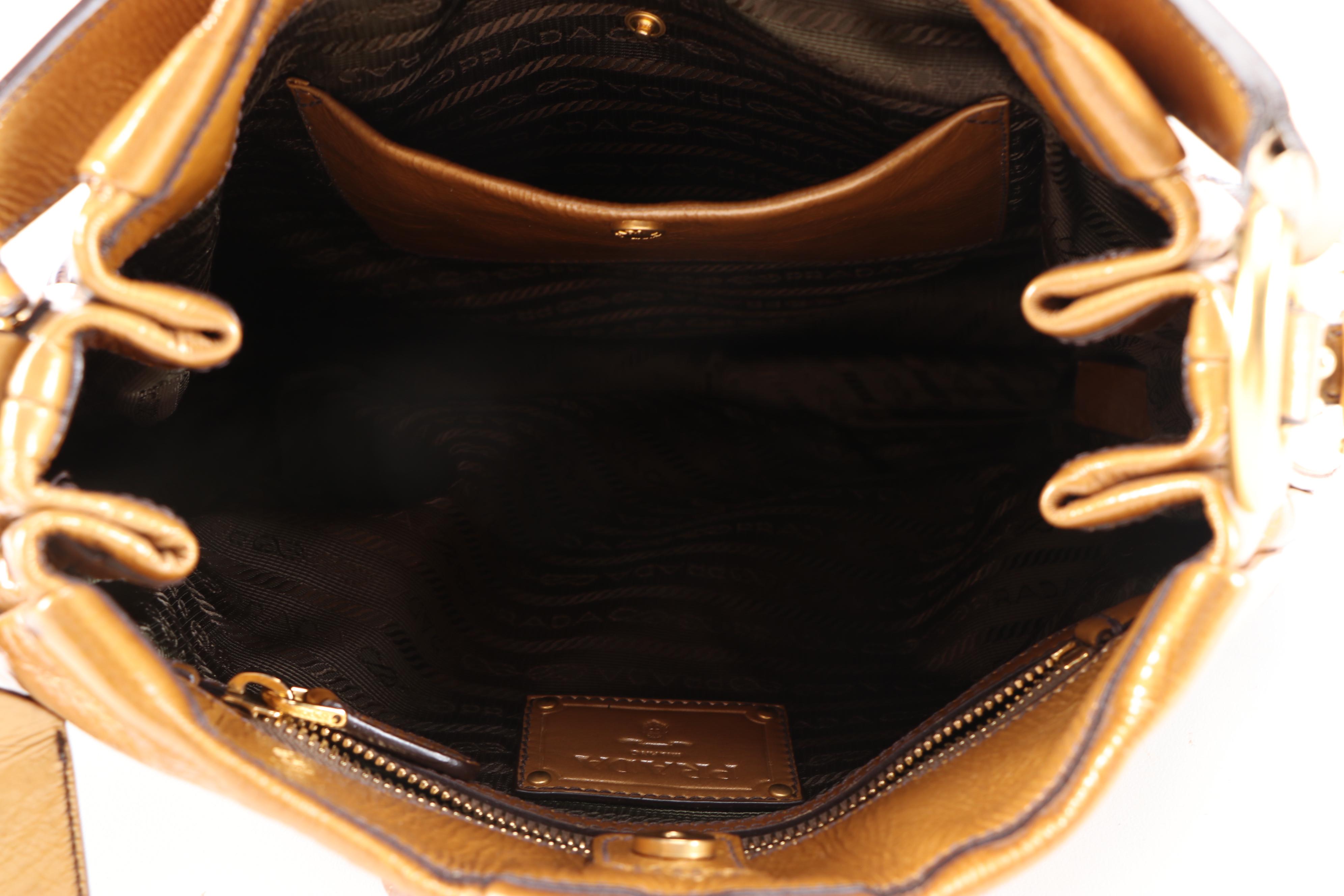 Prada Shoulder Bag in Blond Mordore Vernice Sfumata Ombré Patent Leather
